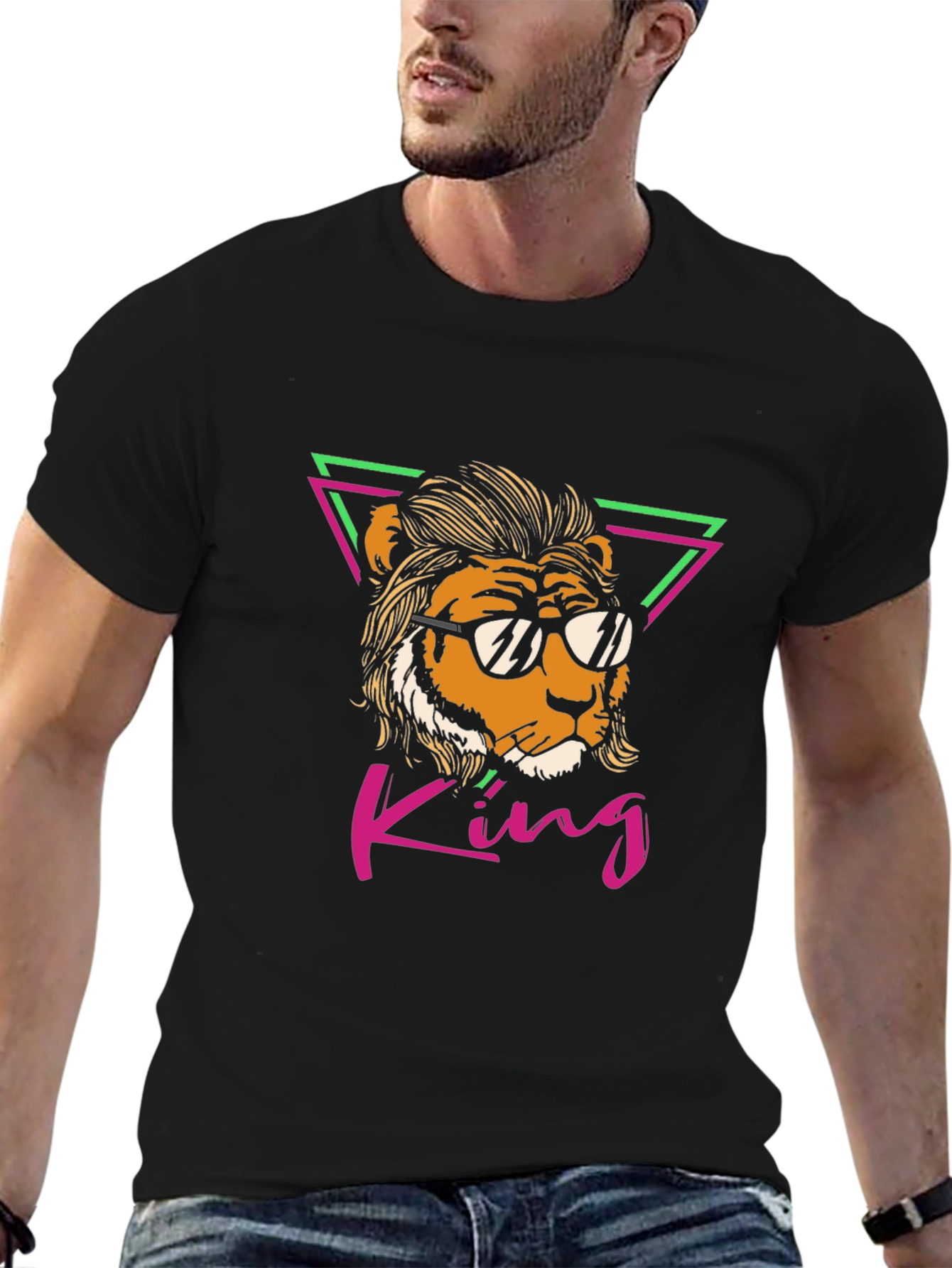 King Lion Graphic Tee - Cool Retro Design