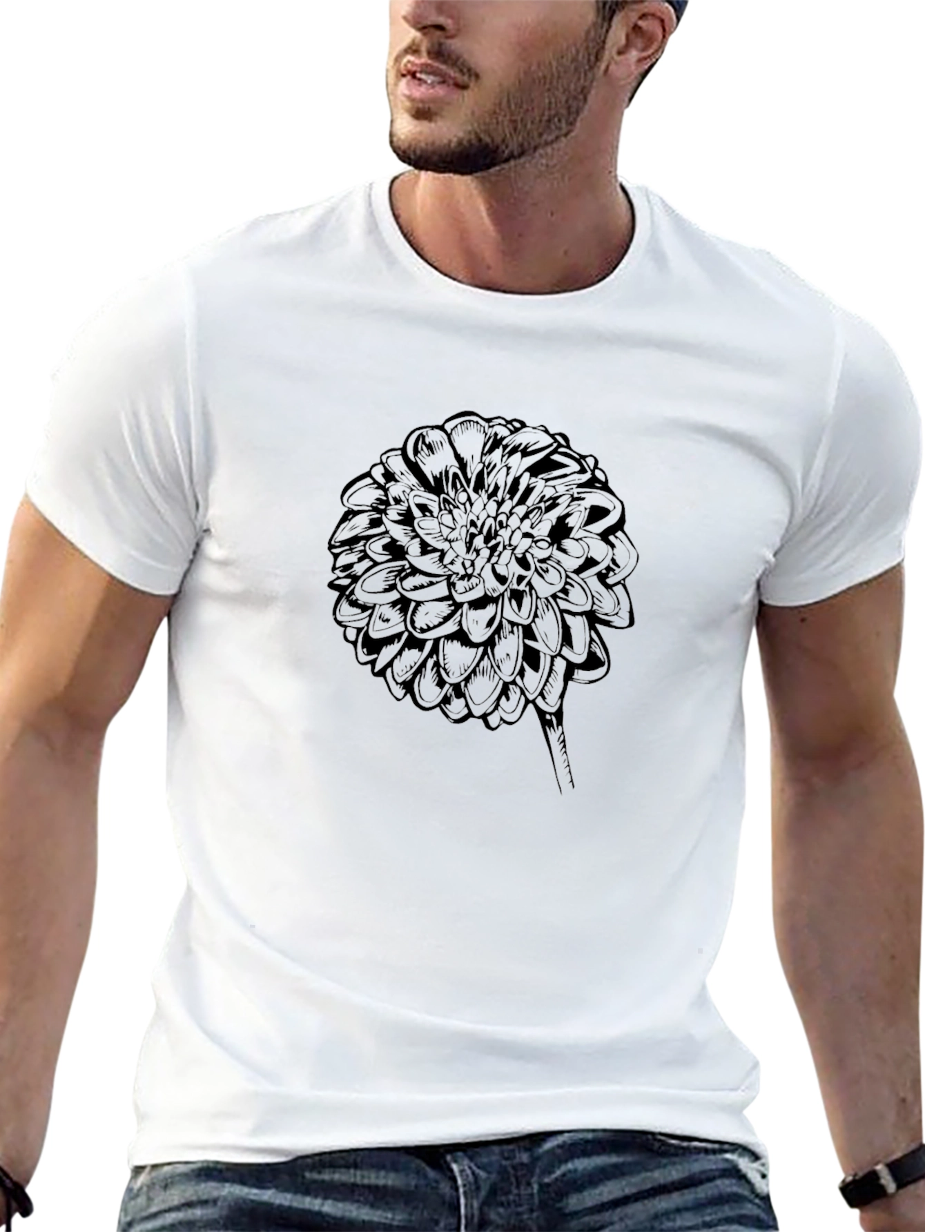 Black Floral Graphic Tee - Stylish Mens T-Shirt