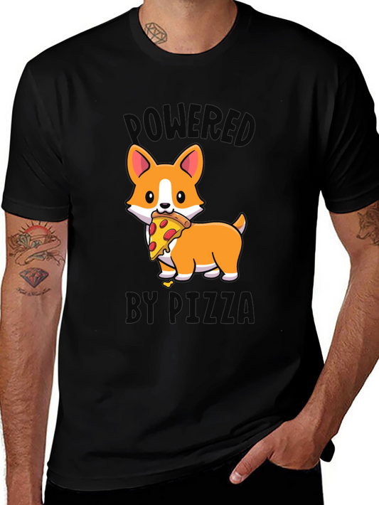Corgi Pizza T-Shirt - Powered by Pizza