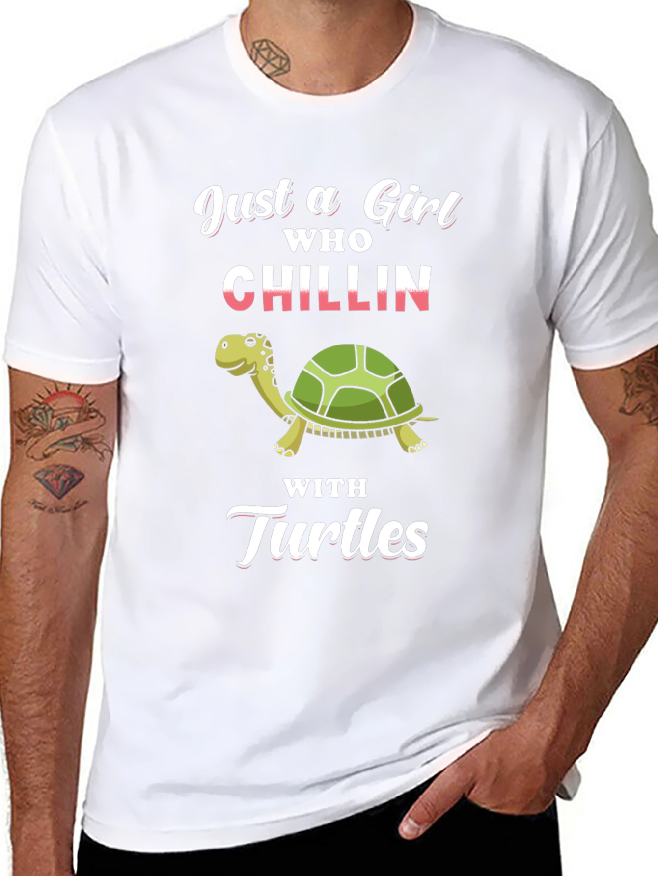 Girl Who Chillin with Turtles Graphic Tee
