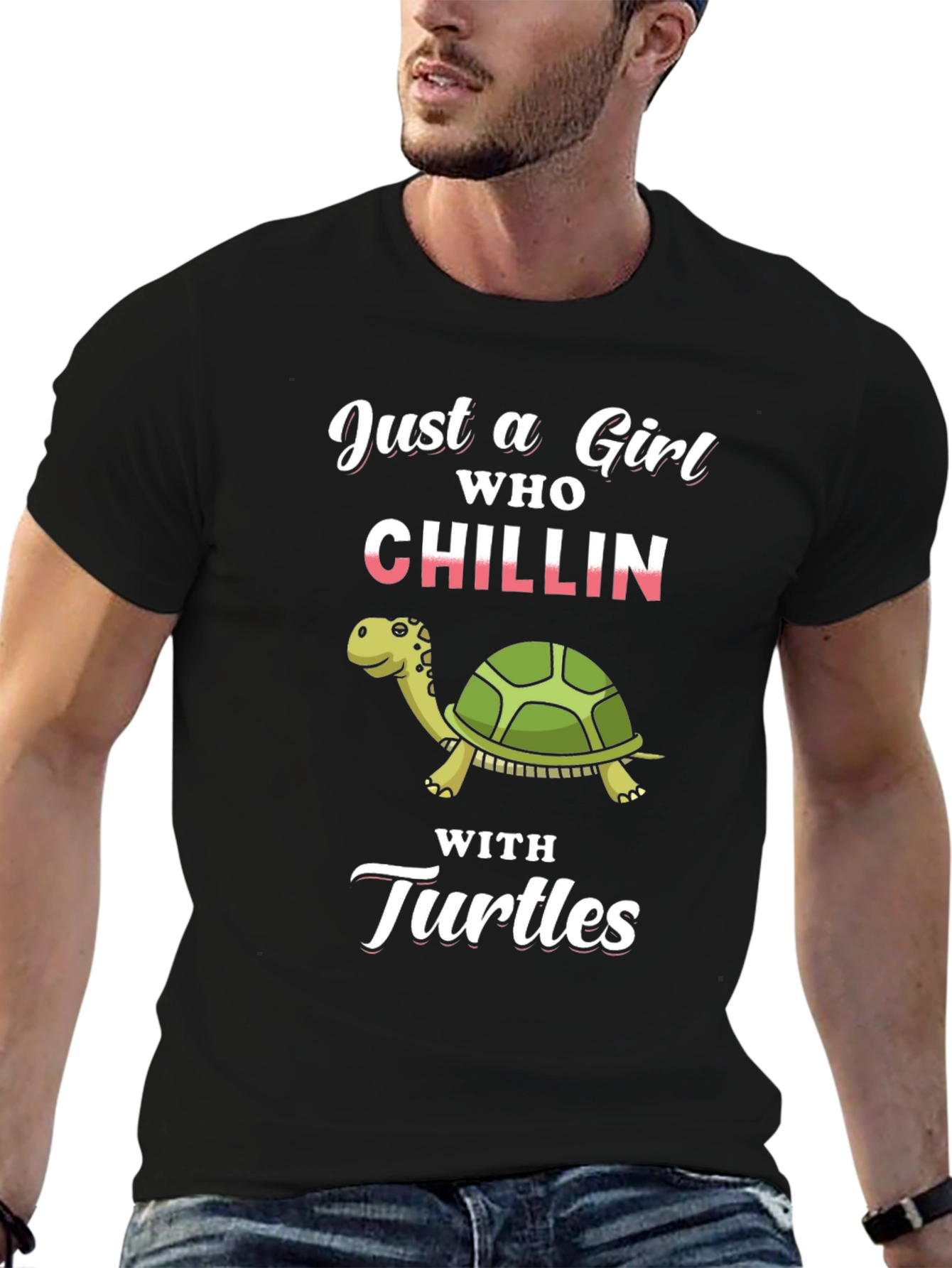 Girl Who Chillin with Turtles Graphic Tee