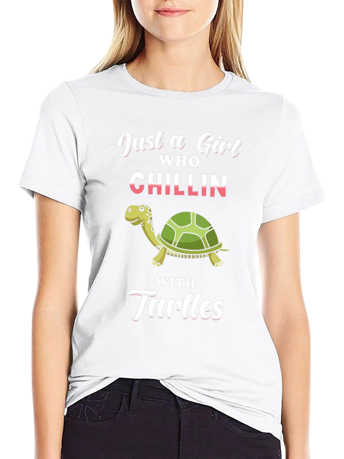 Girl Who Chillin with Turtles Graphic Tee