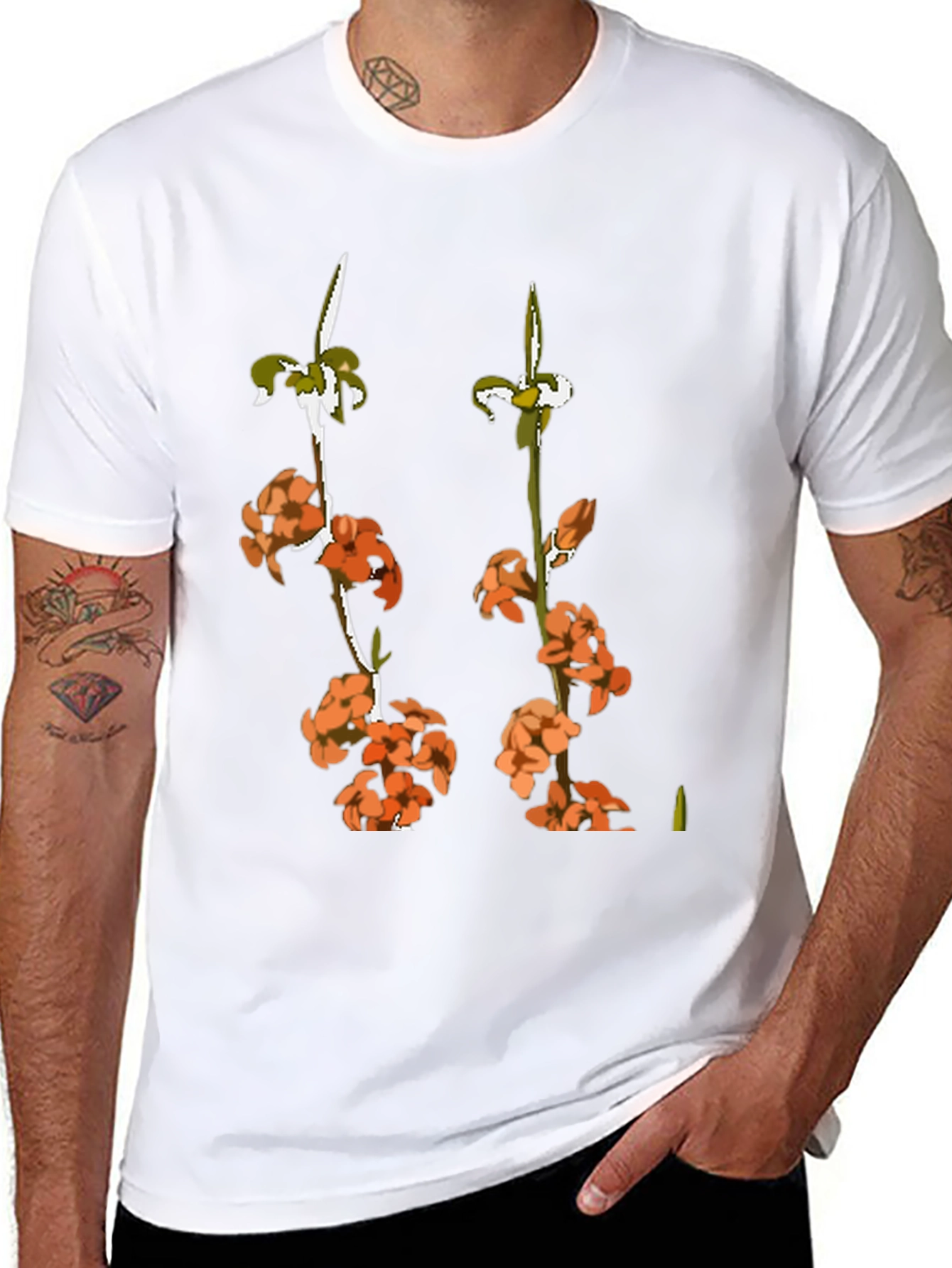 Floral Print Black Graphic Tee