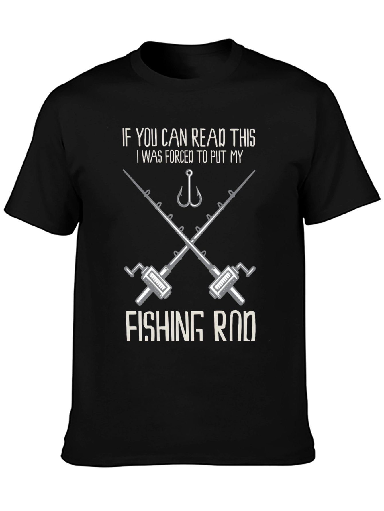 Fishing Rod Forced Funny Graphic Tee Shirt