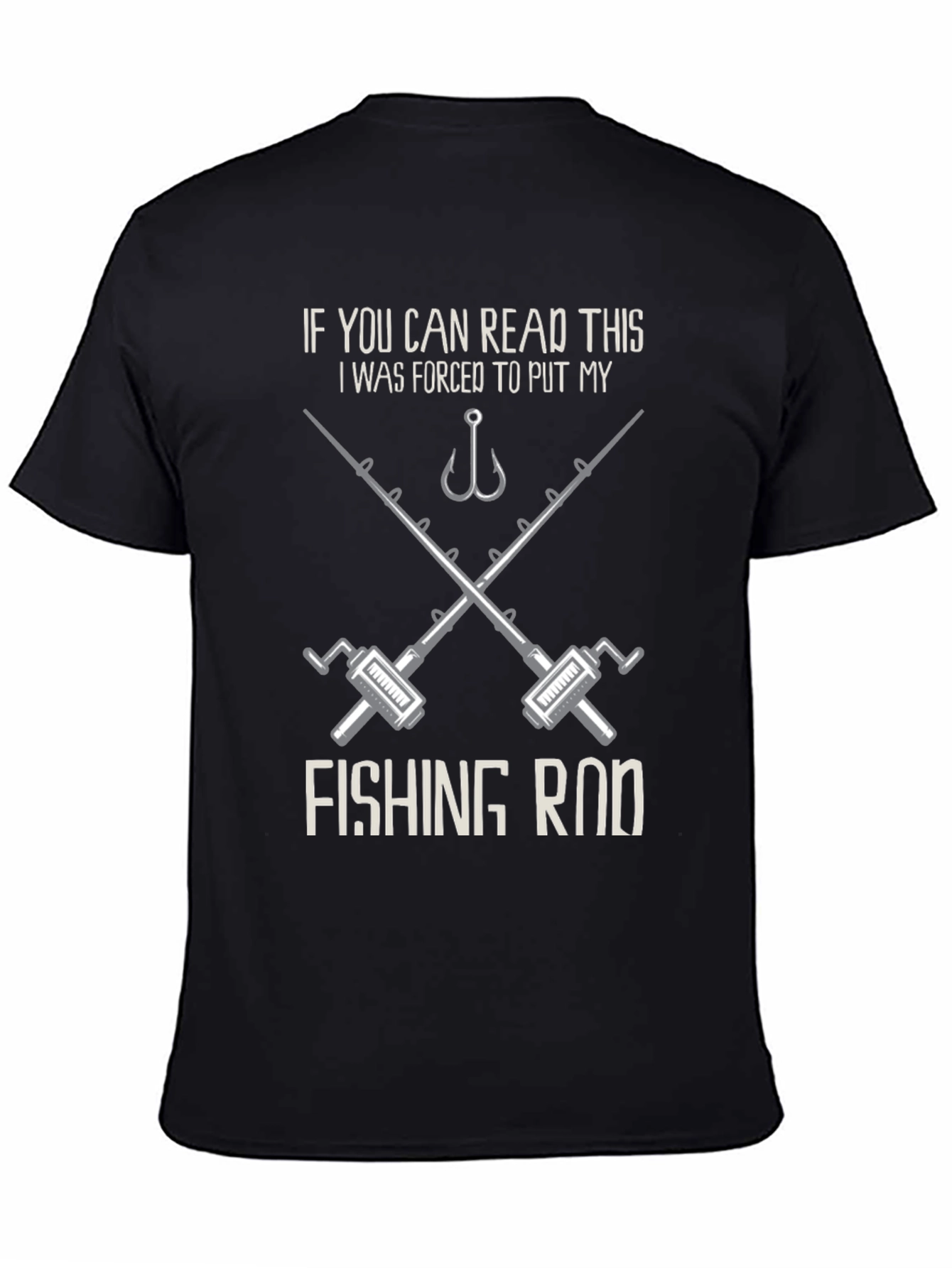 Fishing Rod Forced Funny Graphic Tee Shirt