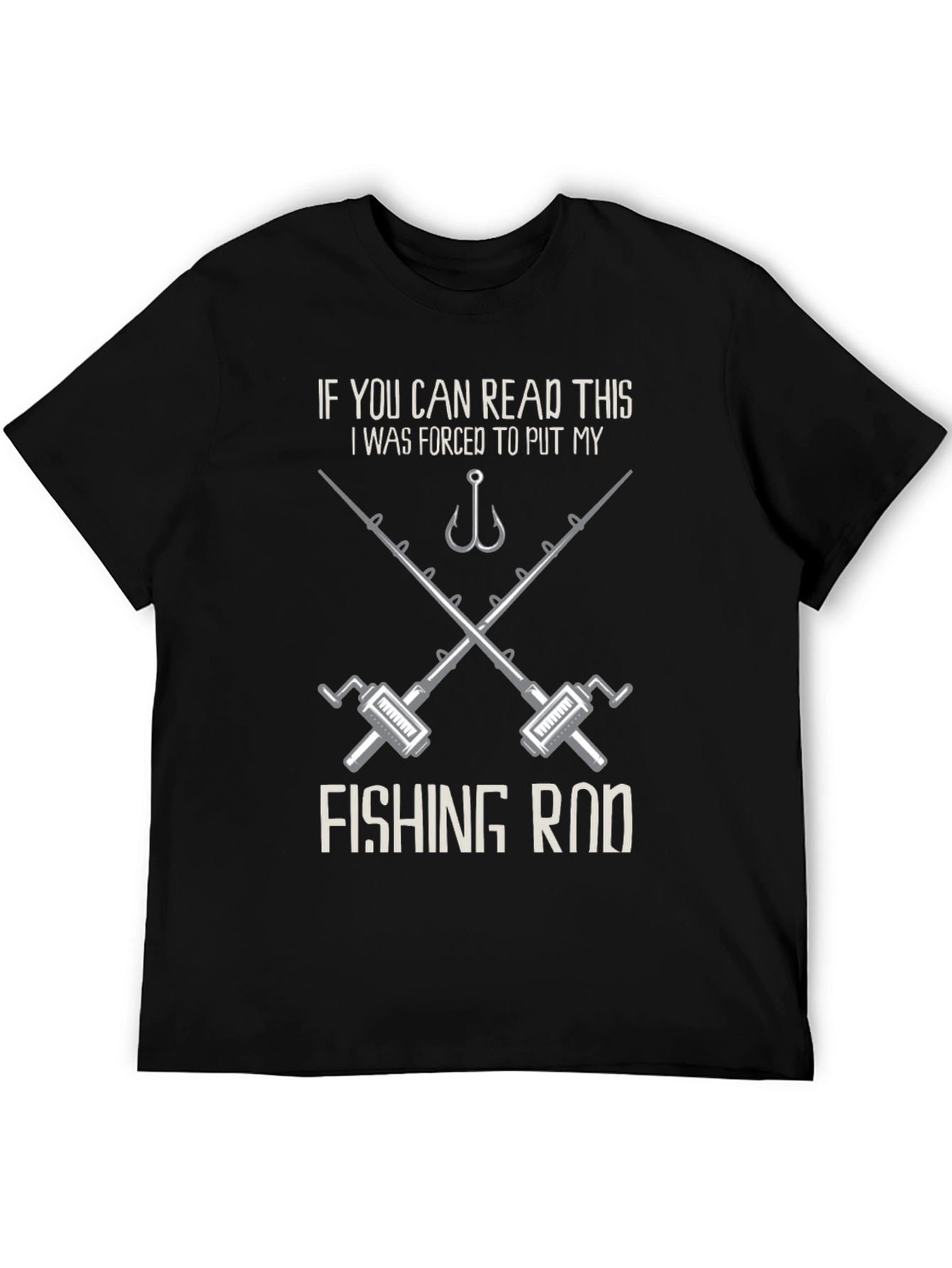 Fishing Rod Forced Funny Graphic Tee Shirt