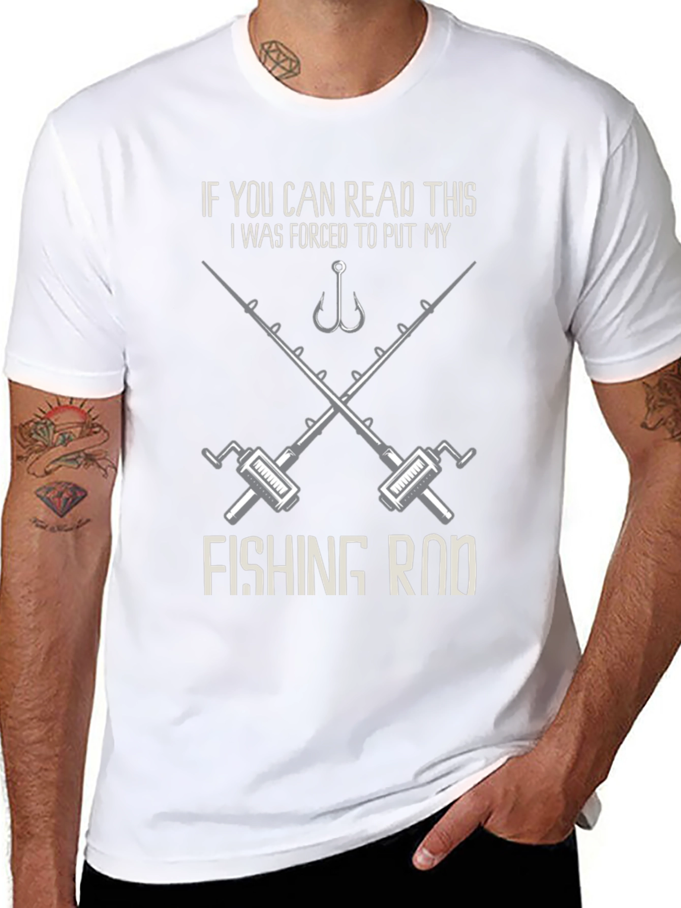 Fishing Rod Forced Funny Graphic Tee Shirt