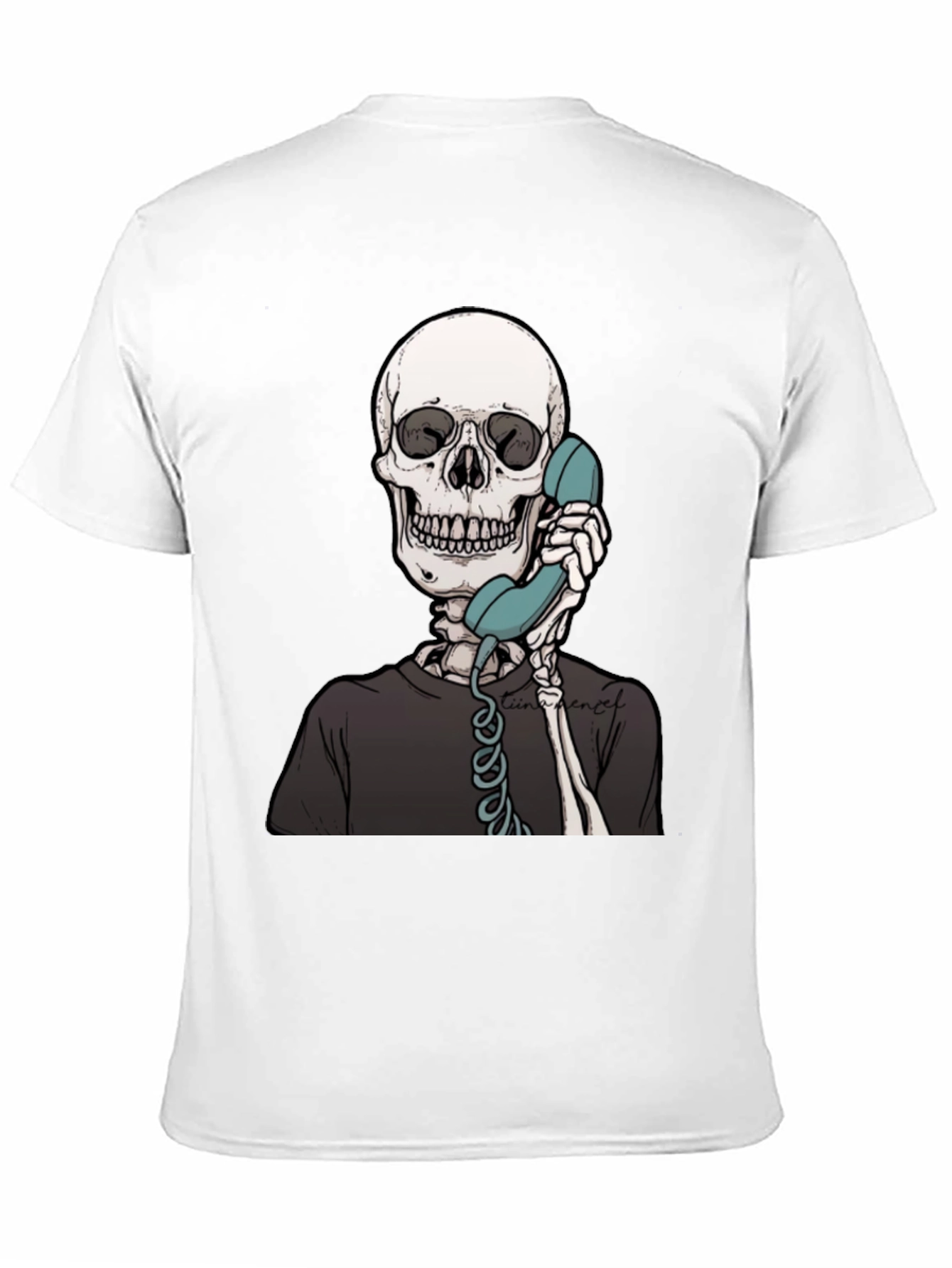 Skeleton on Phone Graphic Tee - Black