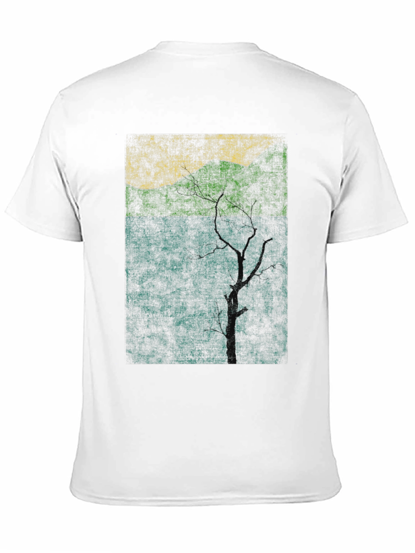 Nature-Inspired Graphic Tee - Textured Print Black Shirt