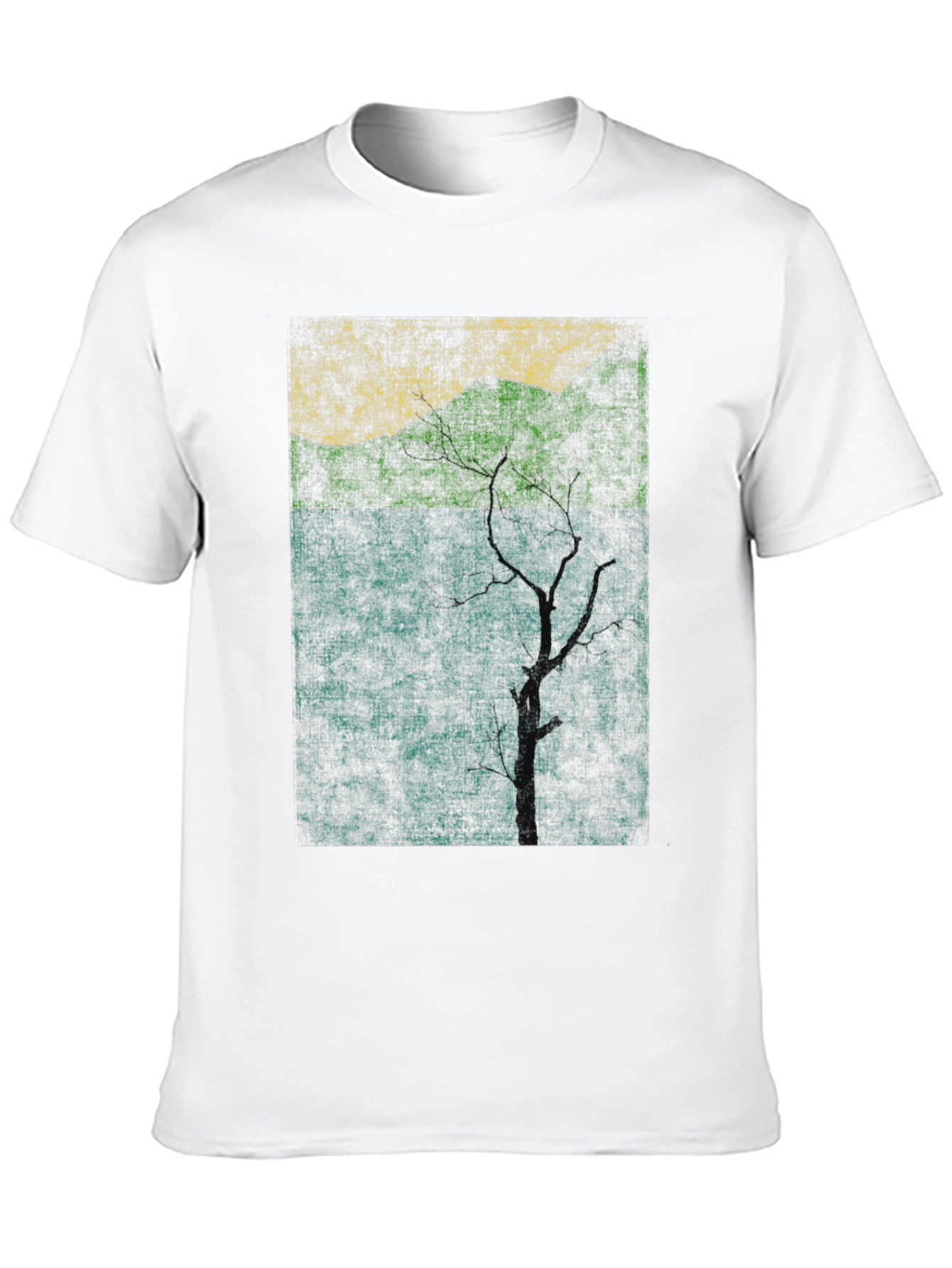 Nature-Inspired Graphic Tee - Textured Print Black Shirt