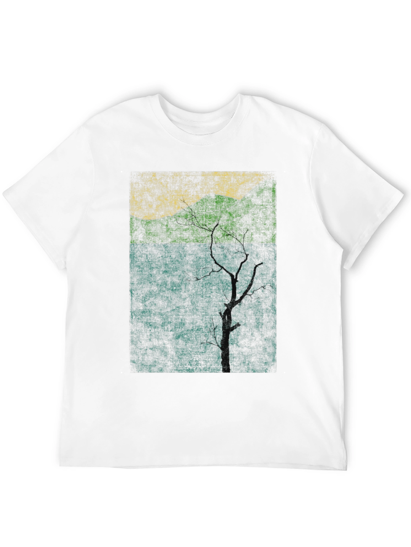 Nature-Inspired Graphic Tee - Textured Print Black Shirt