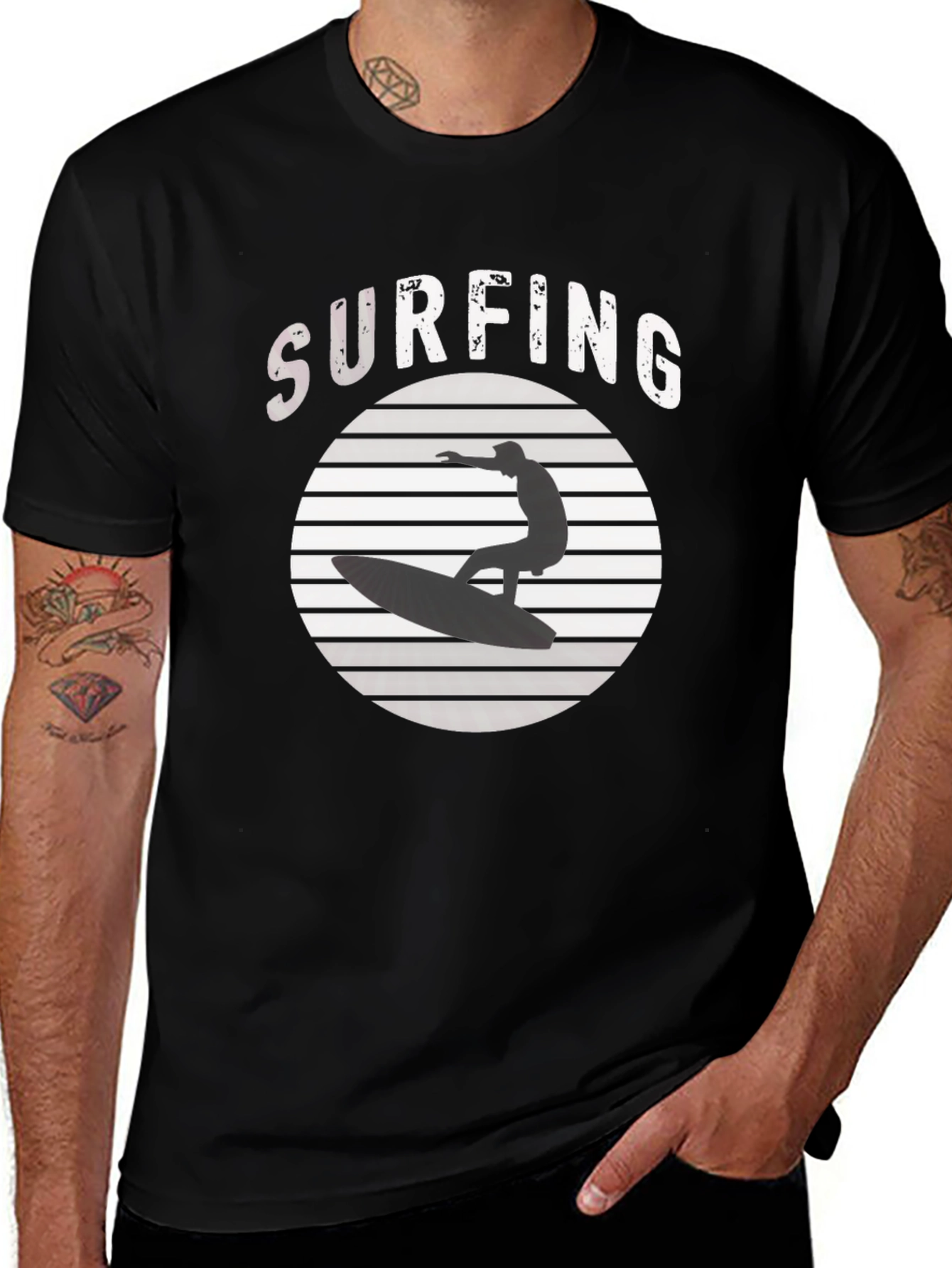 Surfing T-Shirt: Stylish Black Tee for Surf Lovers