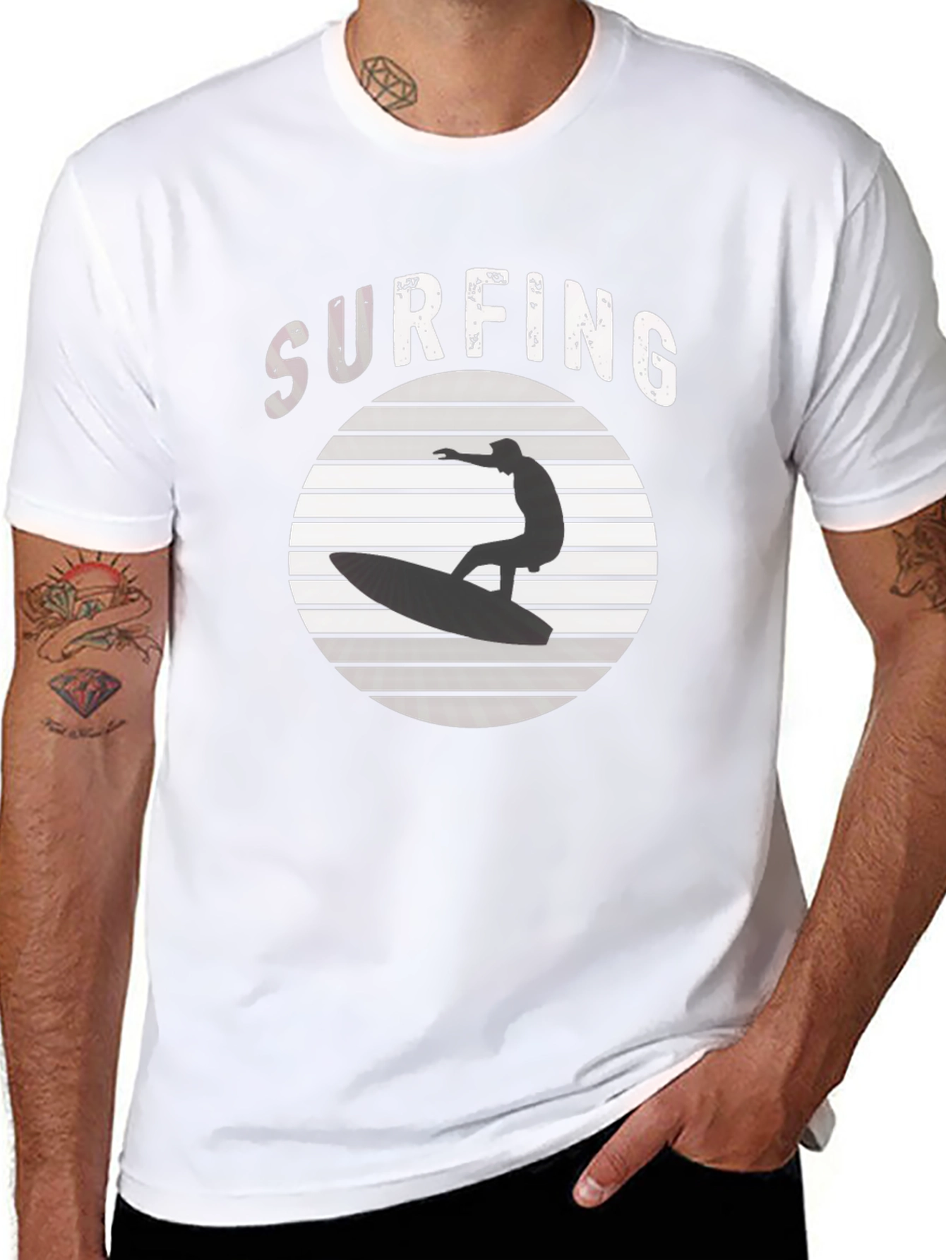 Surfing T-Shirt: Stylish Black Tee for Surf Lovers