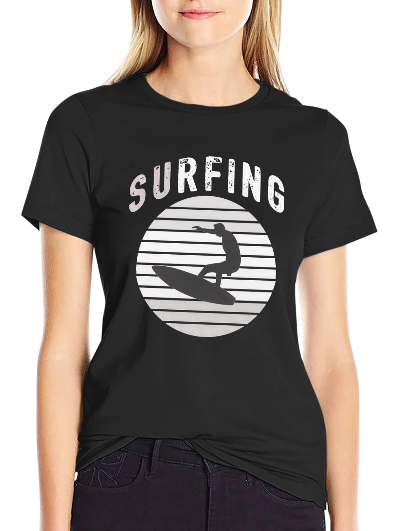Surfing T-Shirt: Stylish Black Tee for Surf Lovers