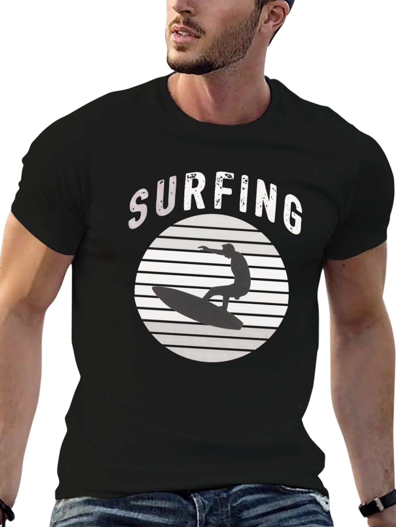 Surfing T-Shirt: Stylish Black Tee for Surf Lovers