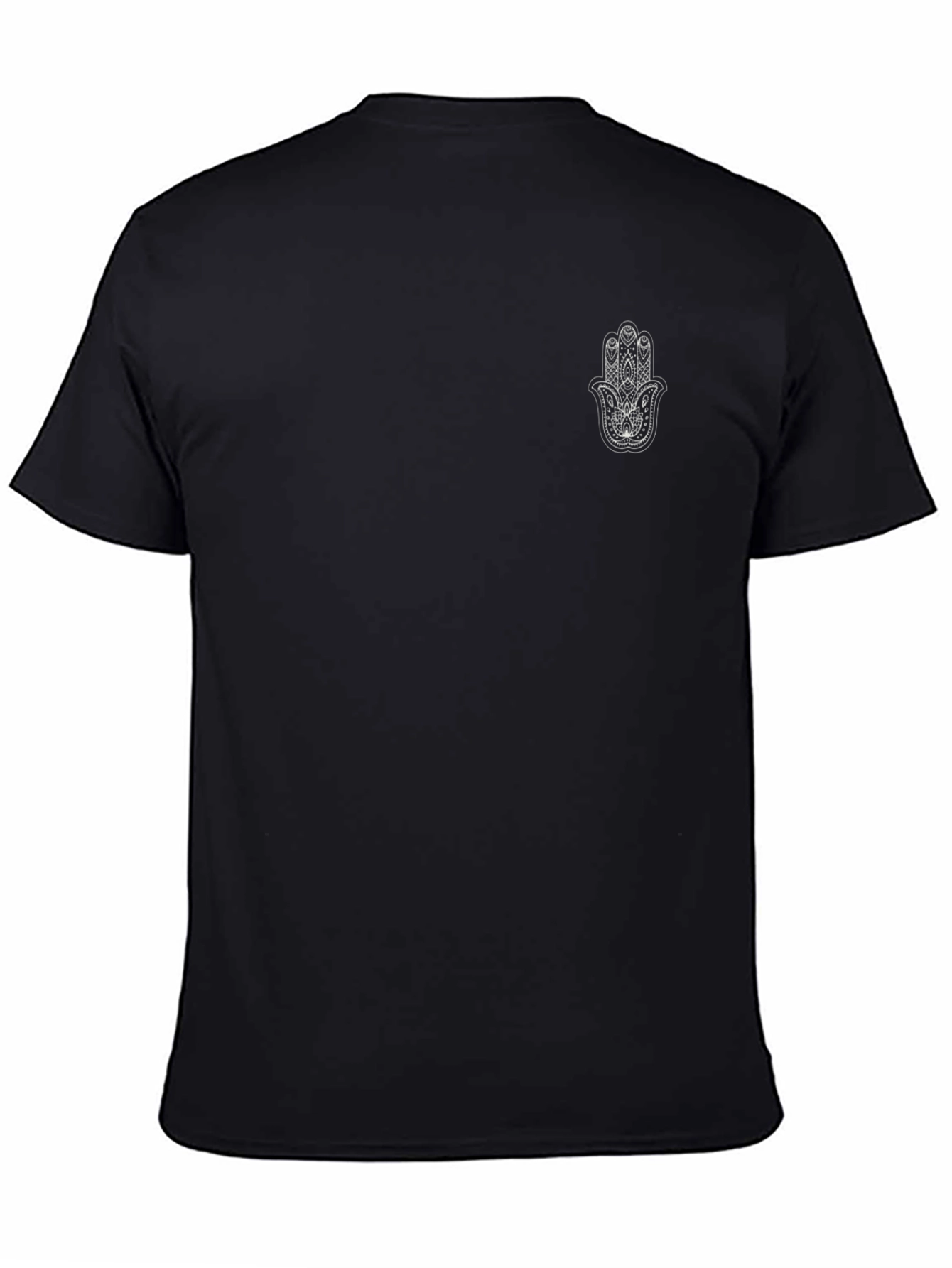 Mens Black T-Shirt with Hamsa Hand Graphic