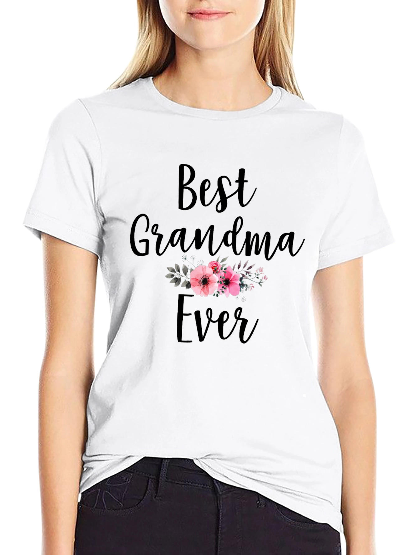 Best Grandma Ever Black Graphic T-Shirt