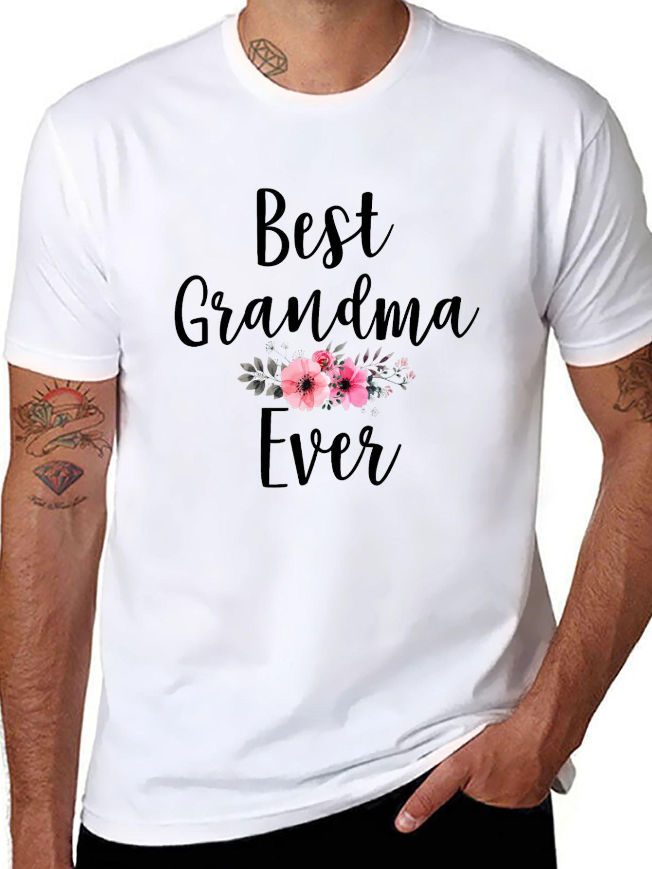 Best Grandma Ever Black Graphic T-Shirt