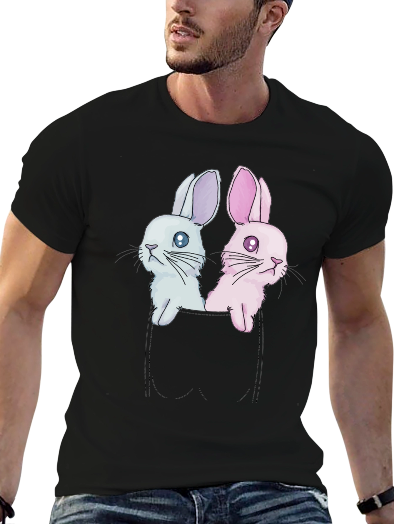 Cute Bunny Pocket Tee - Adorable Graphic T-Shirt