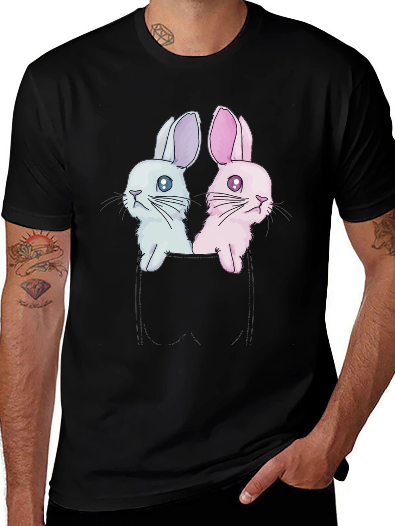 Cute Bunny Pocket Tee - Adorable Graphic T-Shirt