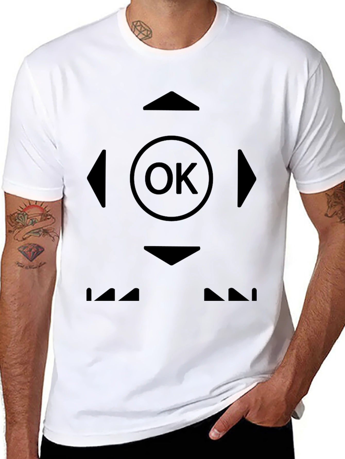 OK Controller Black T-Shirt - Directional Pad Design
