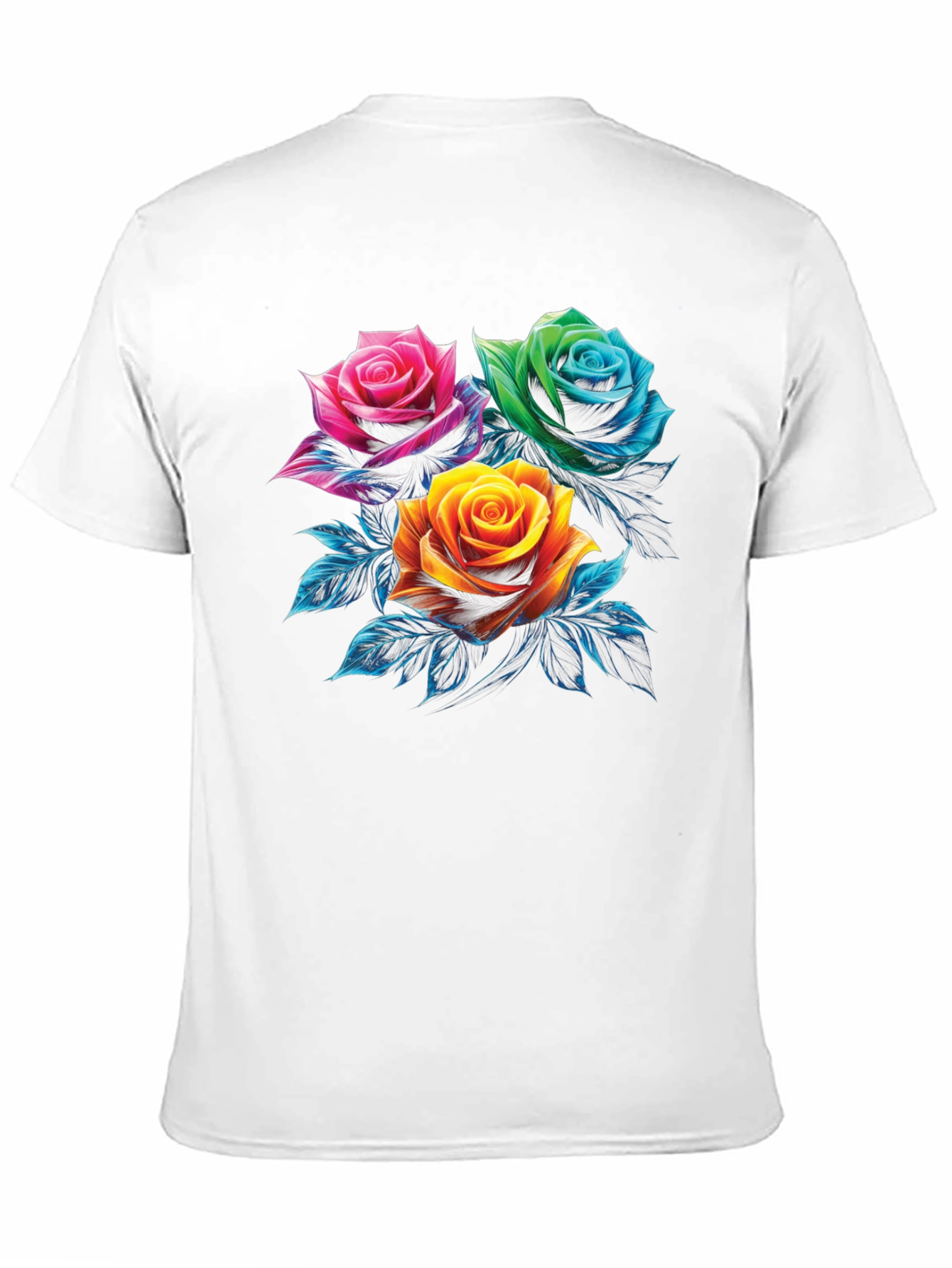 Floral Rose Graphic Print Mens Black T-Shirt