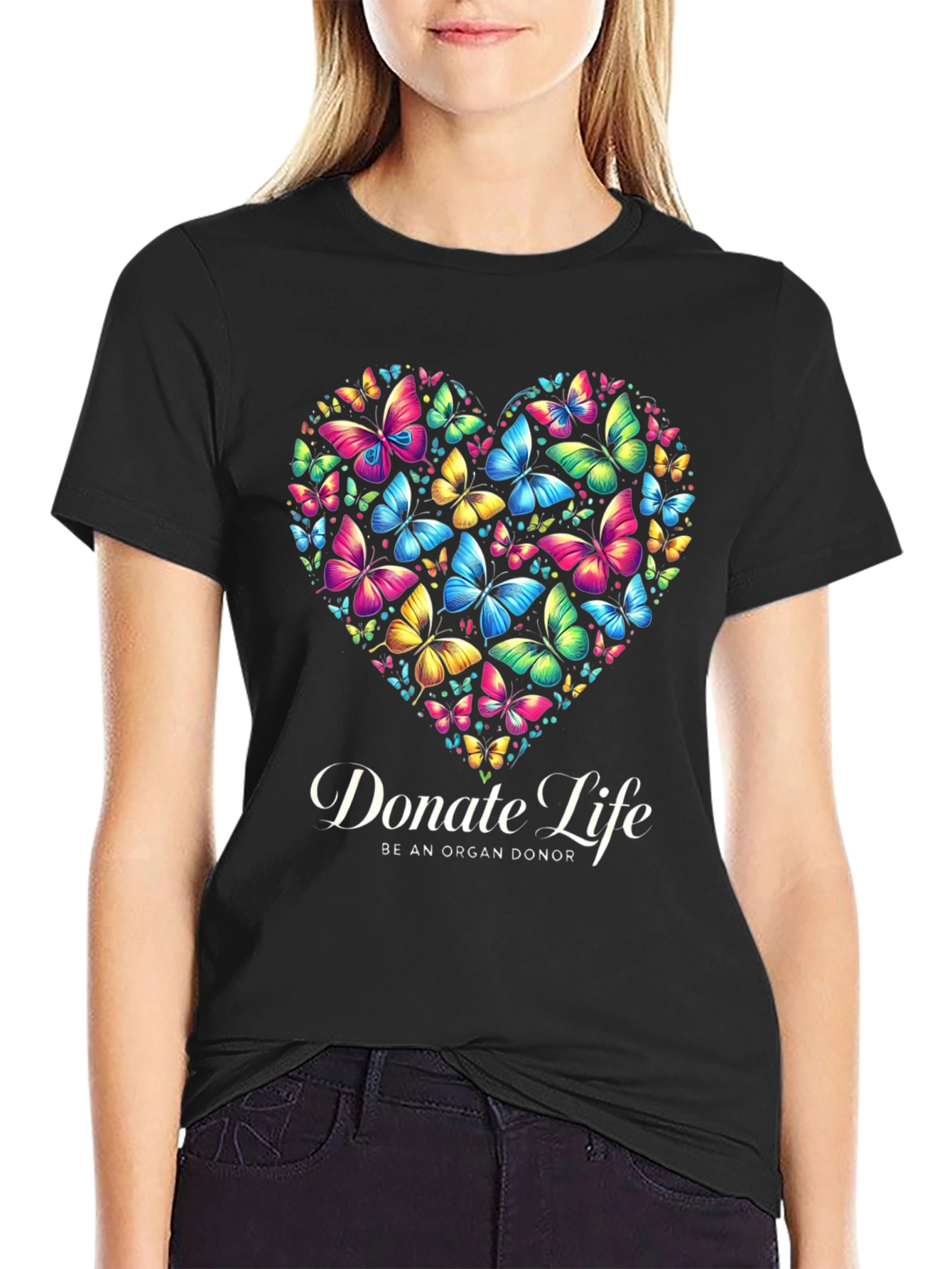 Donate Life Butterfly Heart Graphic T-Shirt