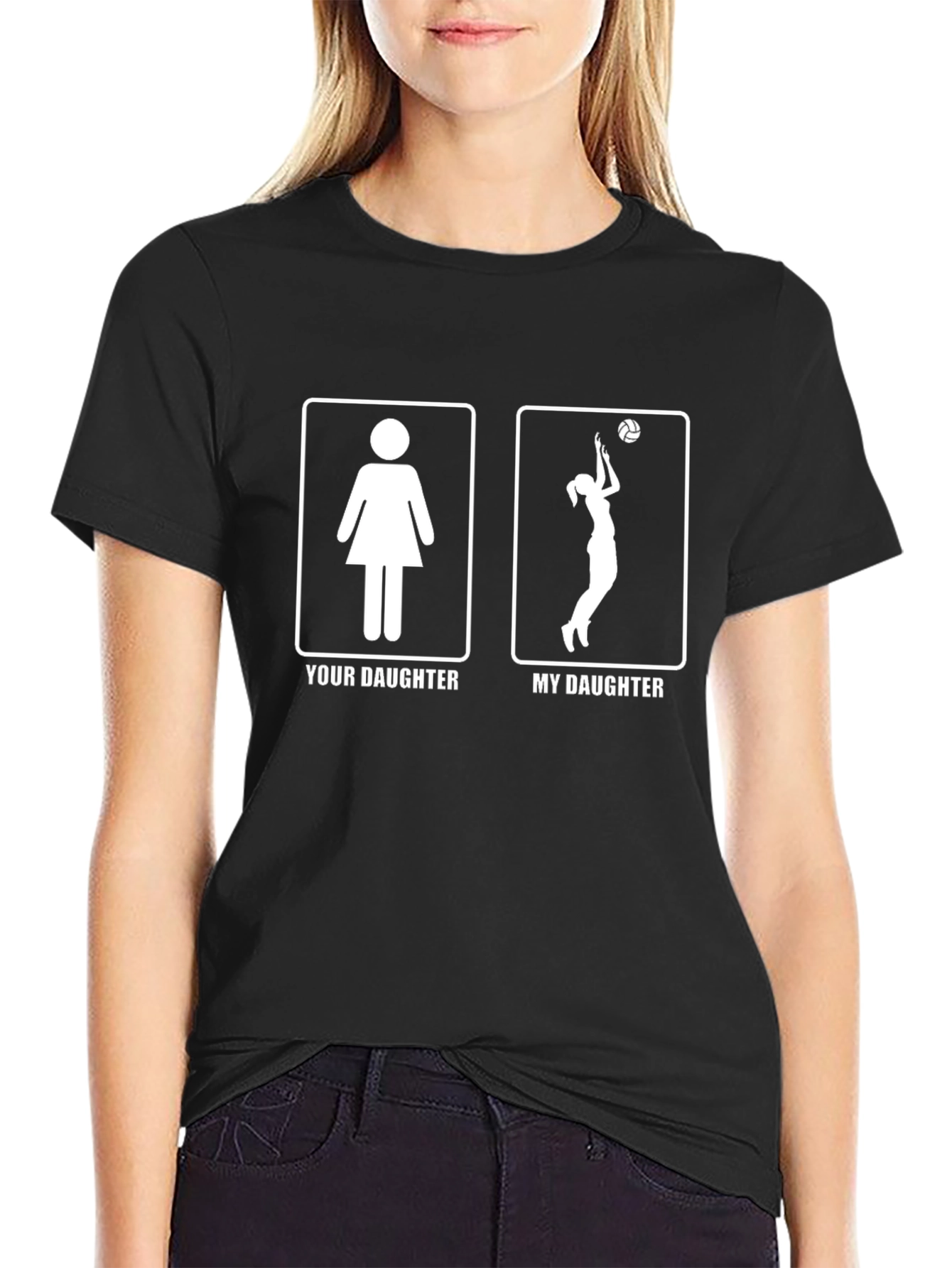 Volleyball Daughter Graphic Tee - Black Cotton T-Shirt