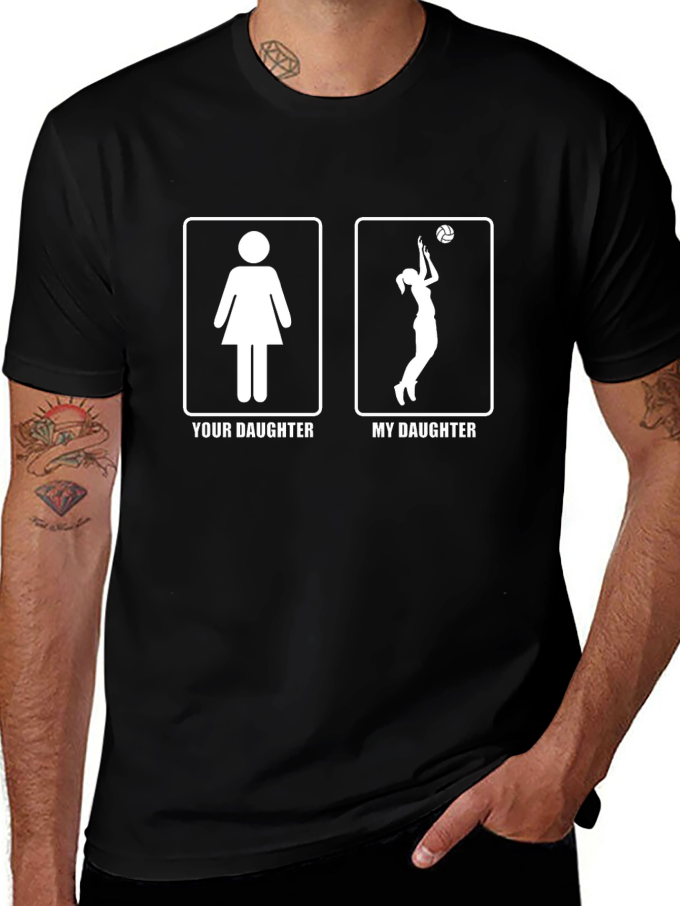 Volleyball Daughter Graphic Tee - Black Cotton T-Shirt