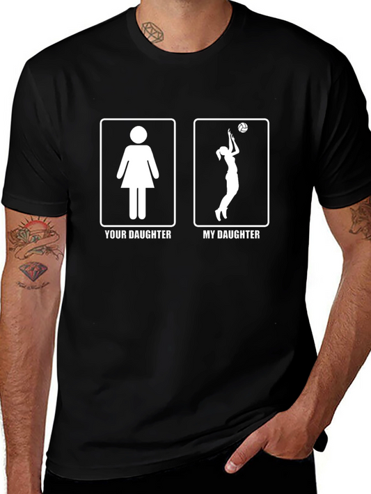 Volleyball Daughter Graphic Tee - Black Cotton T-Shirt