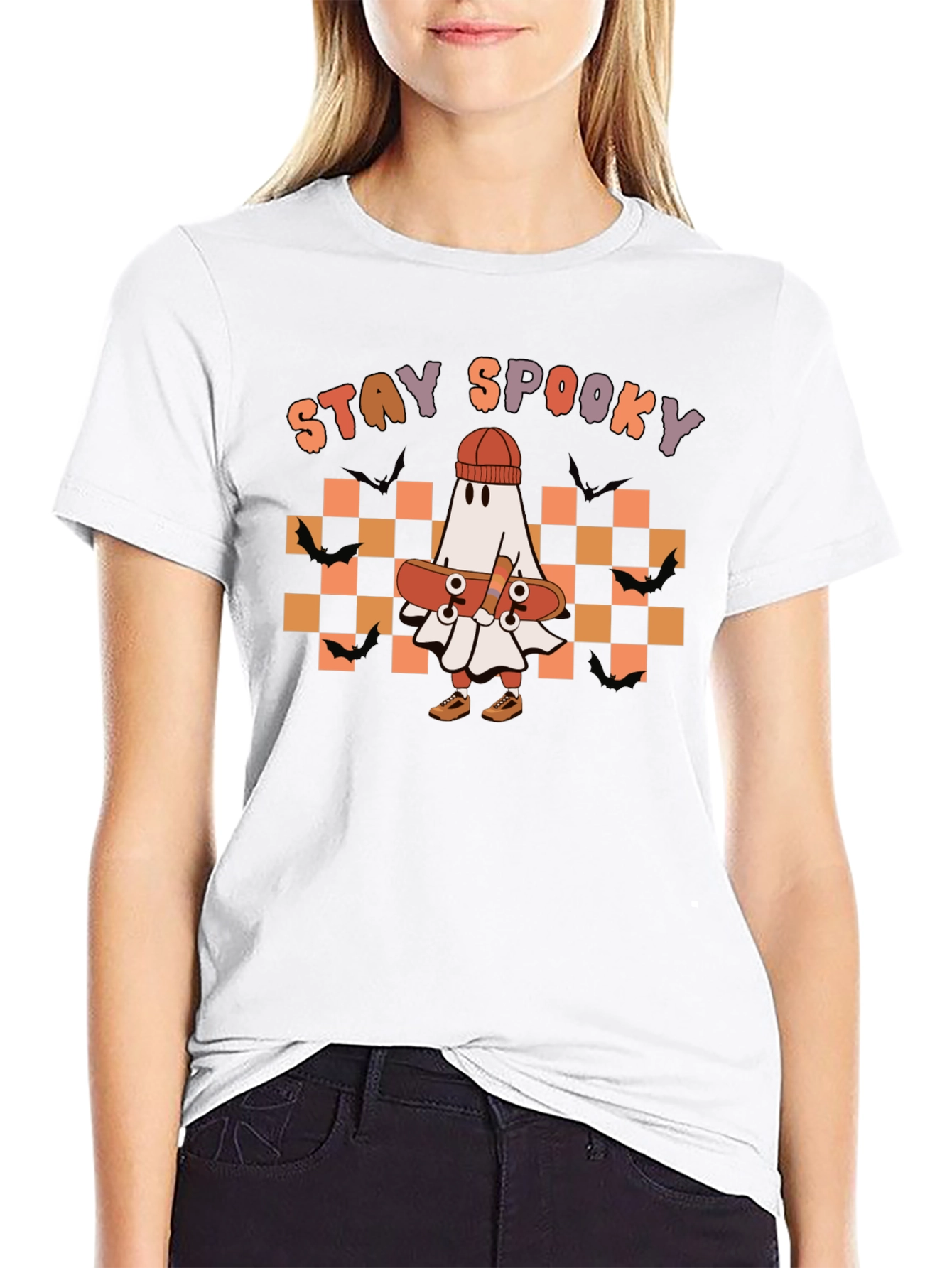 Stay Spooky Ghost Skateboard T-Shirt