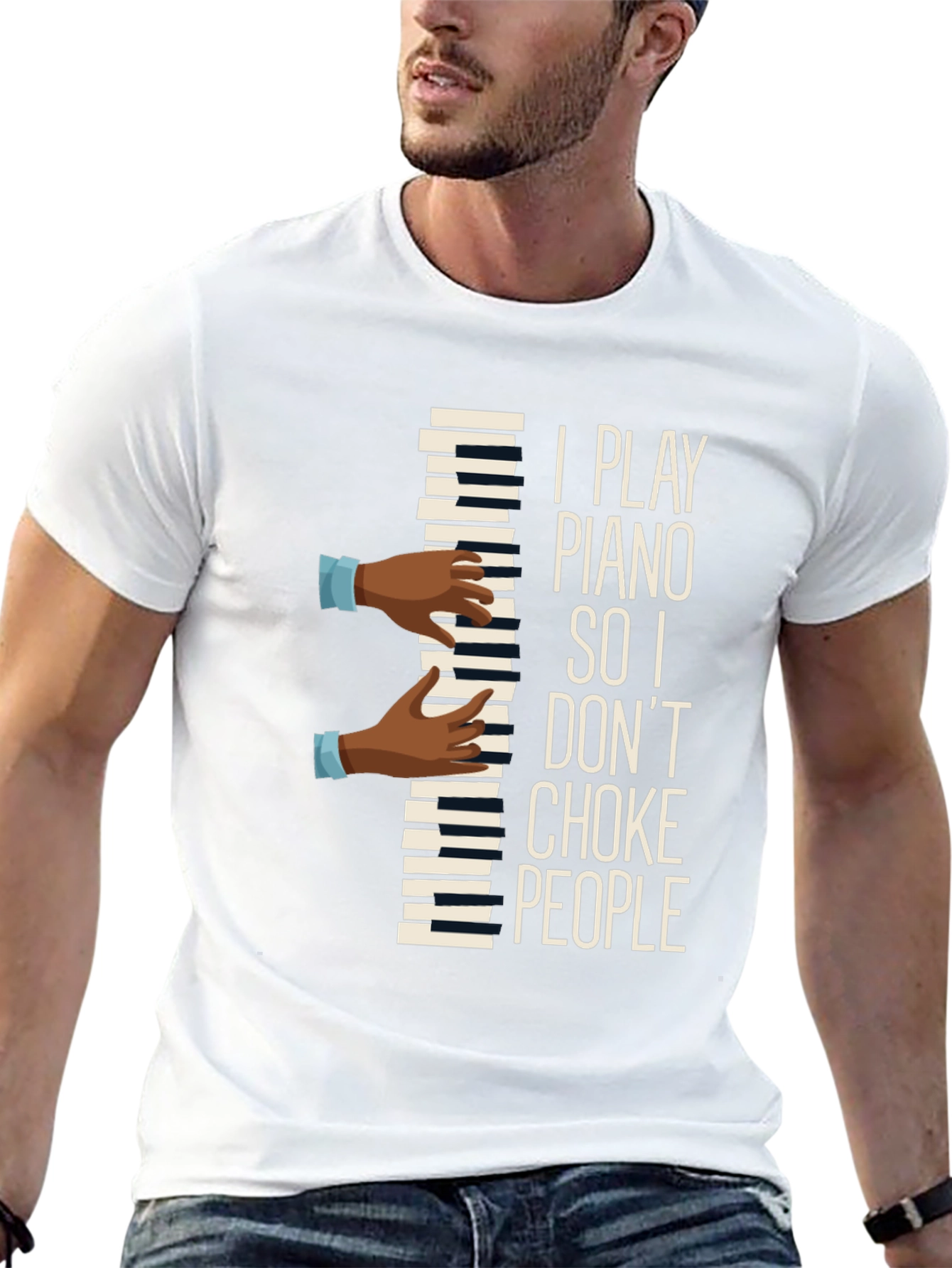 Piano Player Graphic Tee - Musical Humor T-Shirt
