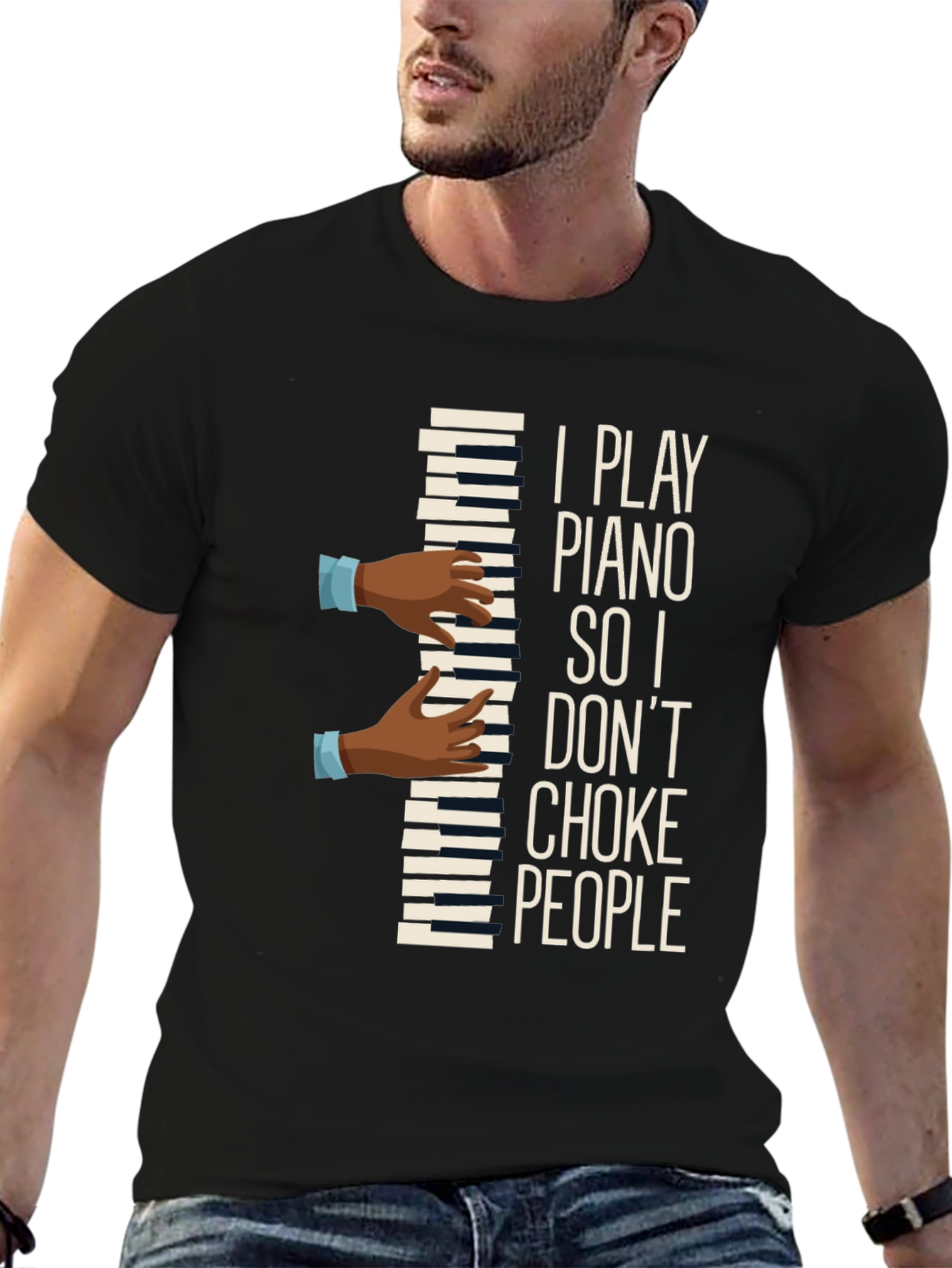 Piano Player Graphic Tee - Musical Humor T-Shirt