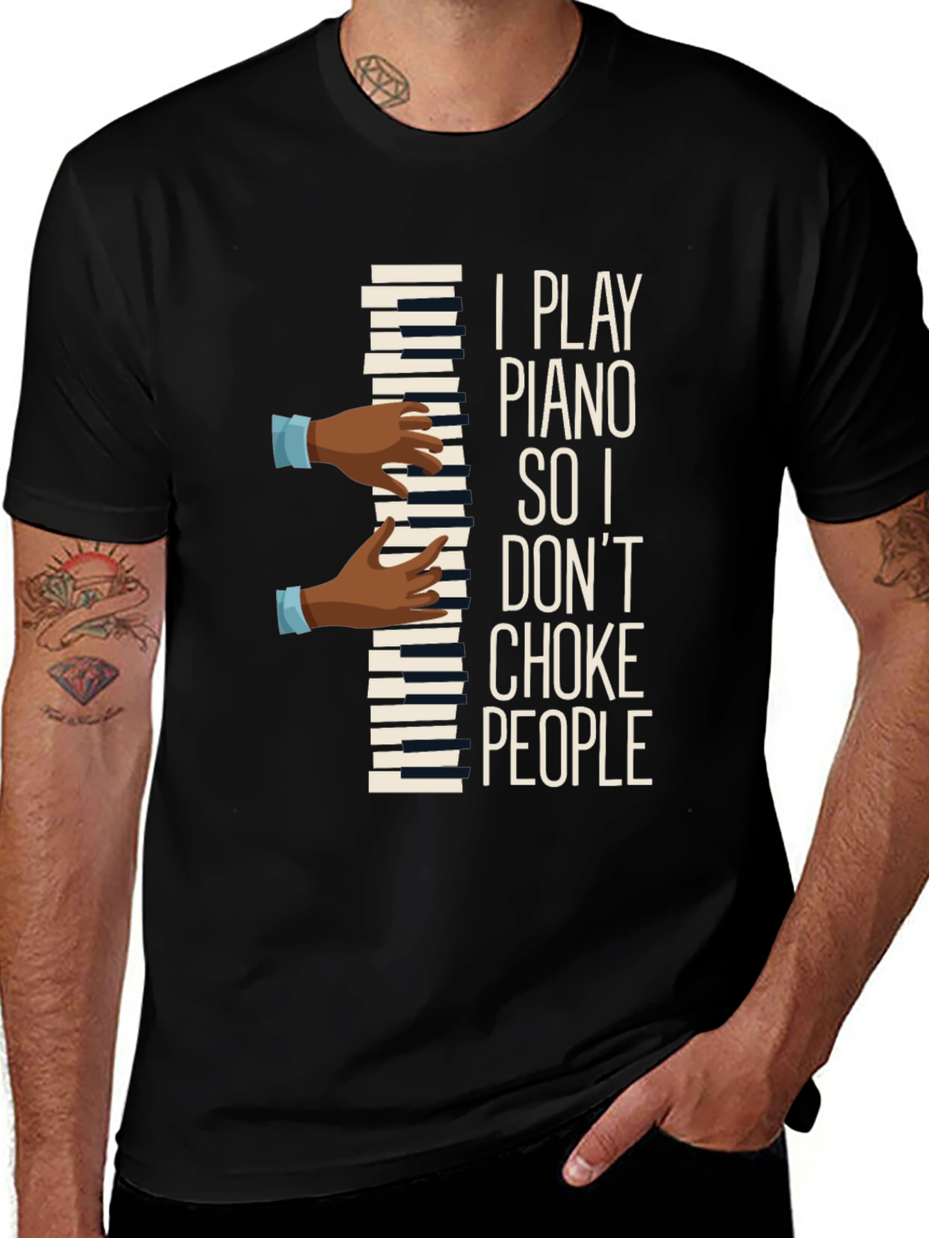 Piano Player Graphic Tee - Musical Humor T-Shirt