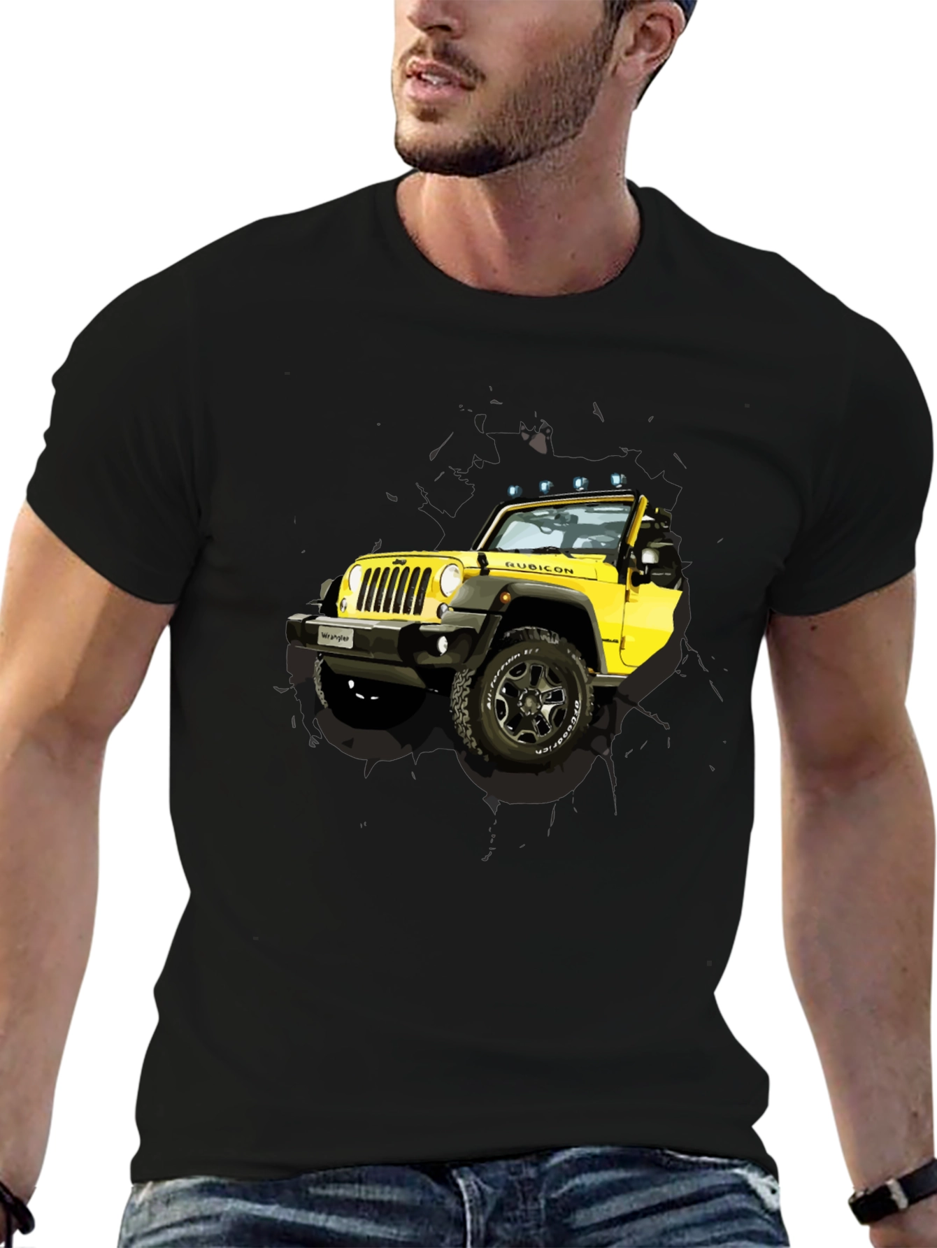 Yellow Jeep Rubicon Graphic Tee - Mens Black T-Shirt