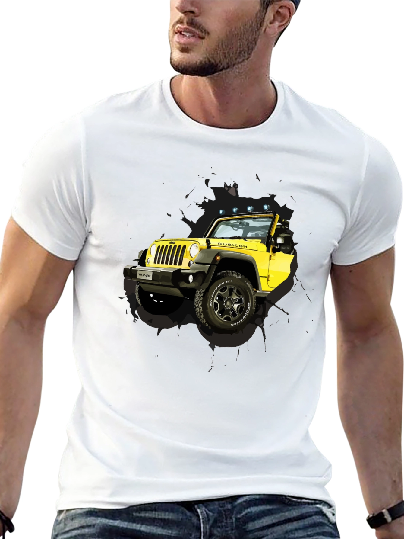 Yellow Jeep Rubicon Graphic Tee - Mens Black T-Shirt