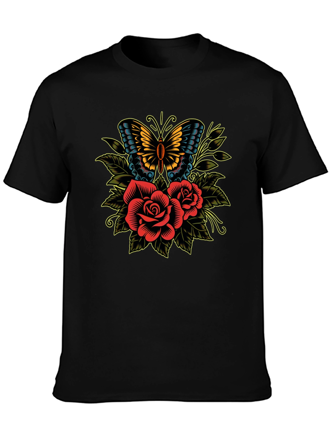 Butterfly & Roses Graphic T-Shirt