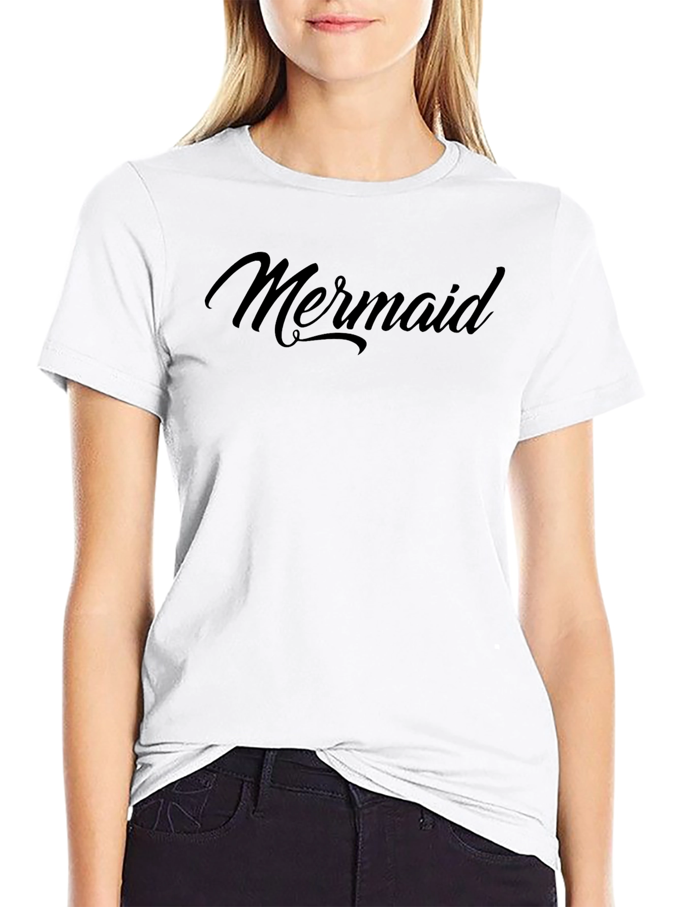 Mens Black Mermaid Graphic T-Shirt