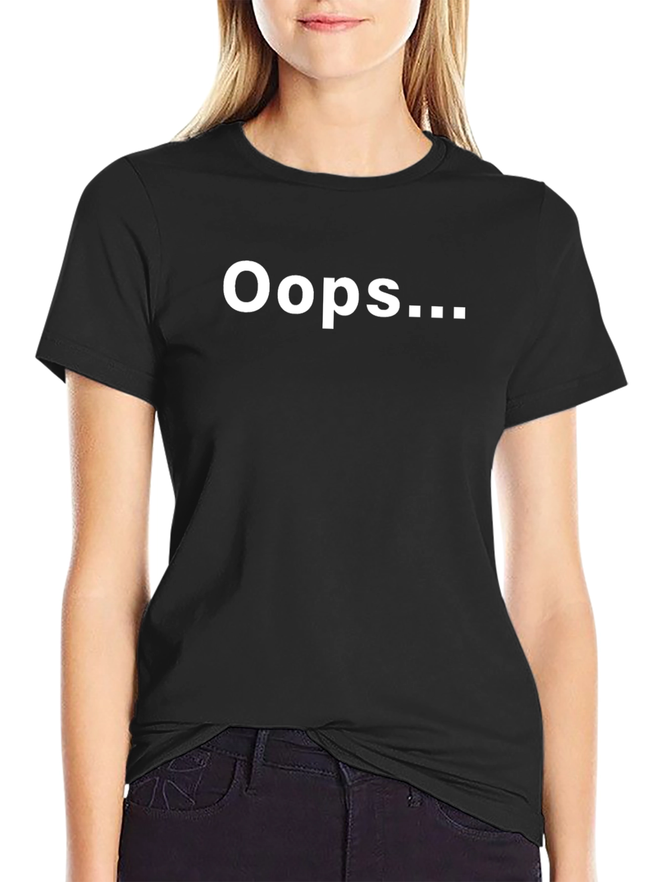 Oops Graphic Tee - Casual Black T-Shirt