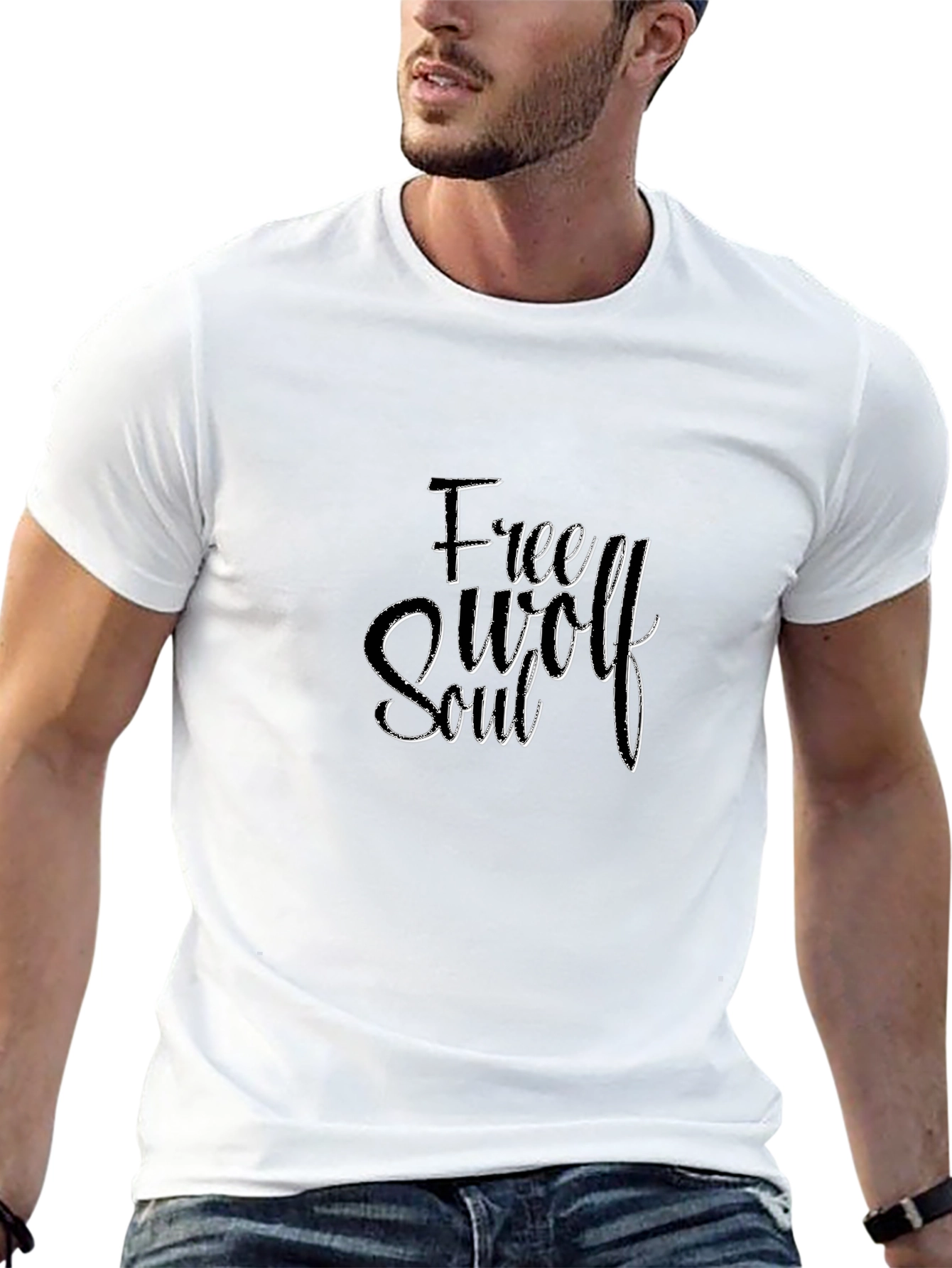 Free Wolf Soul Graphic Black T-Shirt