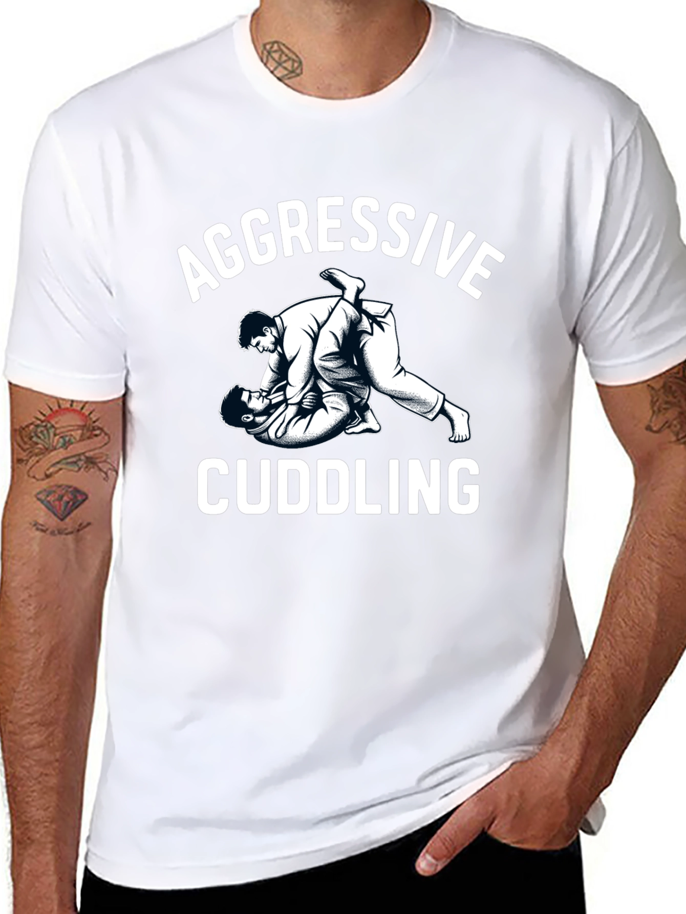 Aggressive Cuddling Graphic Tee - Martial Arts Humor