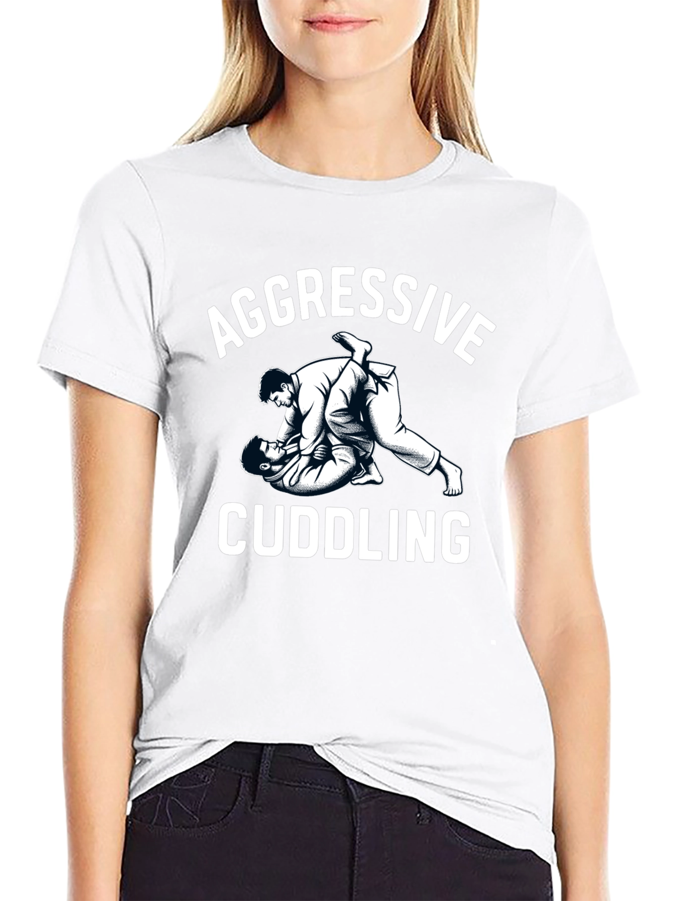 Aggressive Cuddling Graphic Tee - Martial Arts Humor