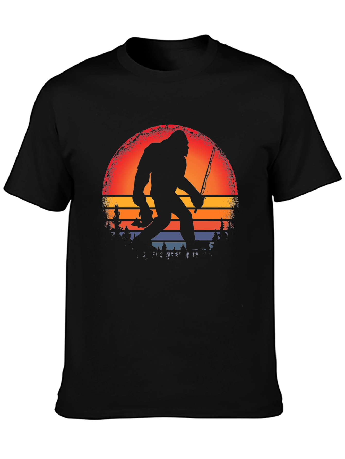 Bigfoot Fishing Sunset Graphic Tee