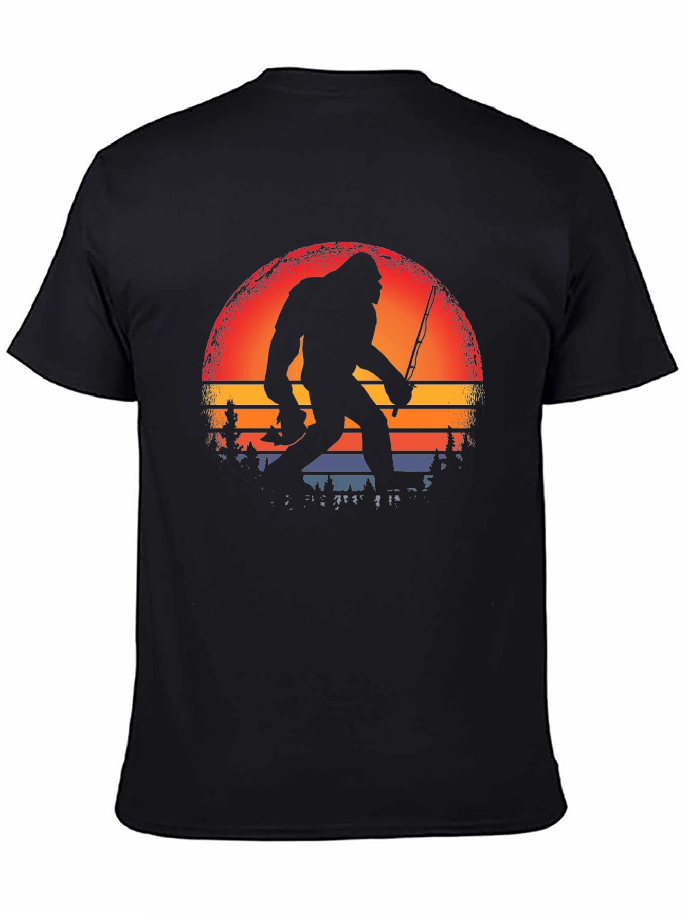 Bigfoot Fishing Sunset Graphic Tee