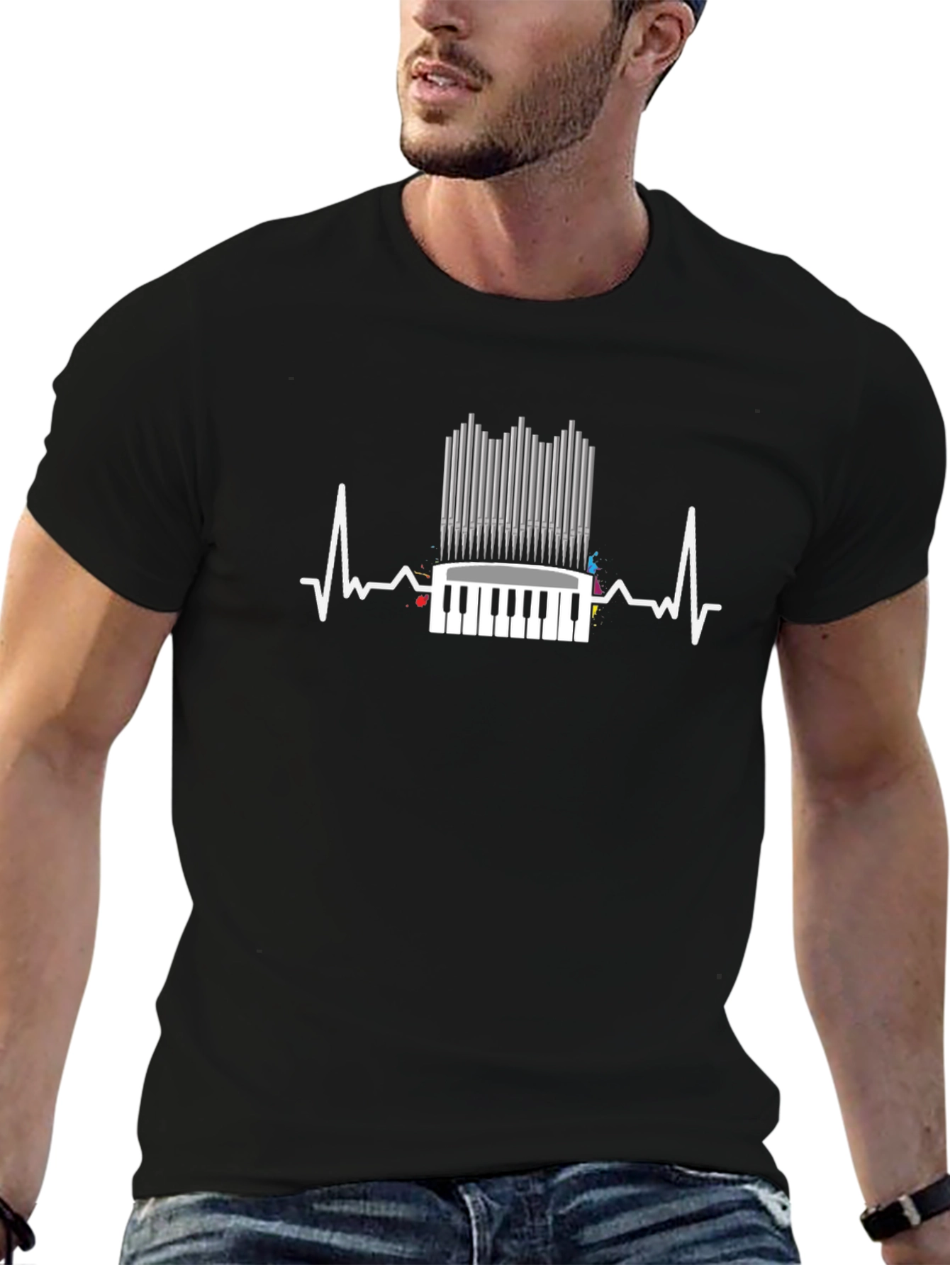 Organ Player Heartbeat T-Shirt - Music Lover Tee