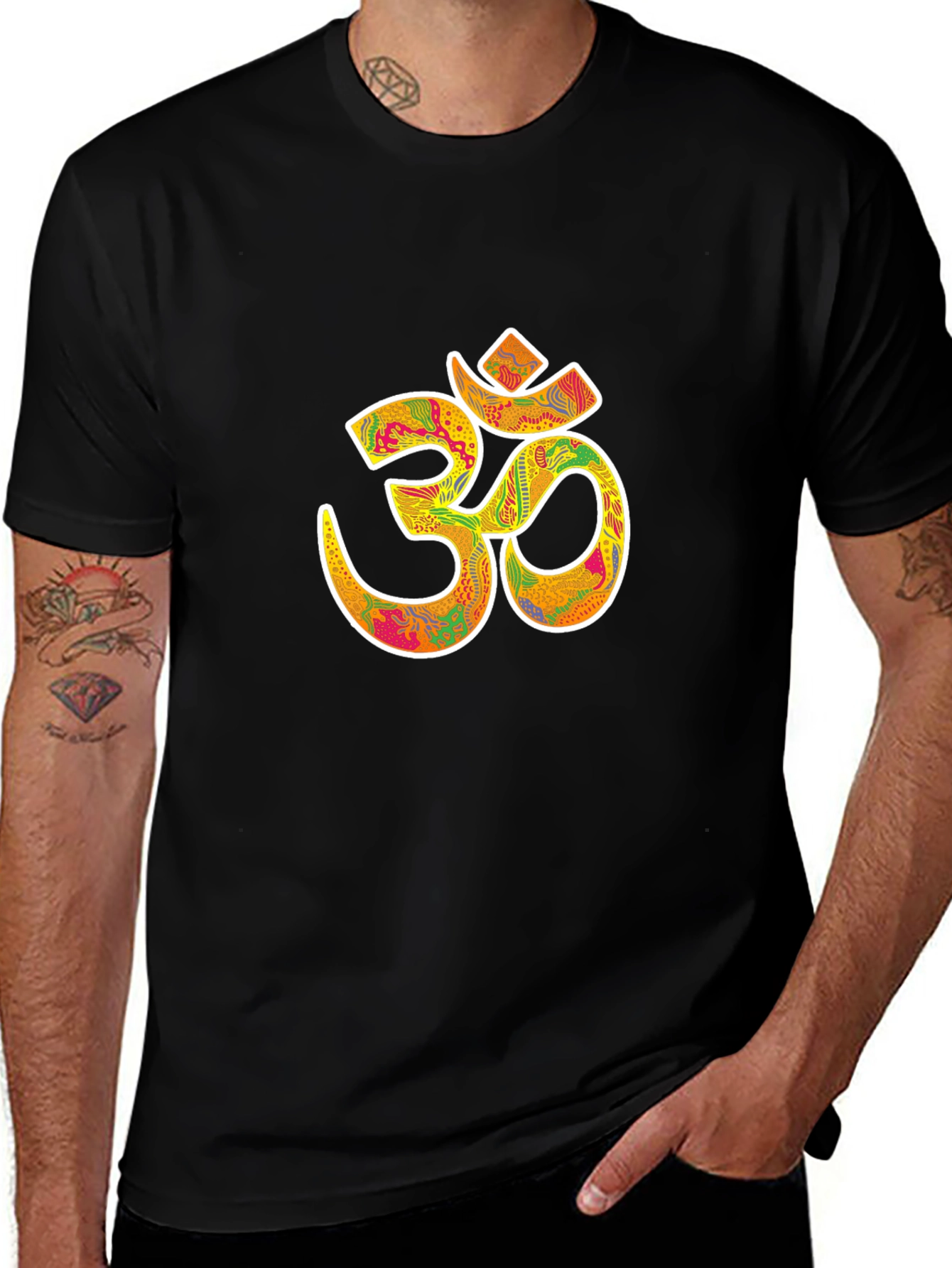 Om Symbol Graphic Tee - Black Cotton Blend T-Shirt