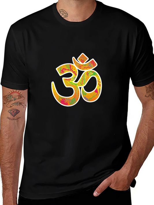 Om Symbol Graphic Tee - Black Cotton Blend T-Shirt