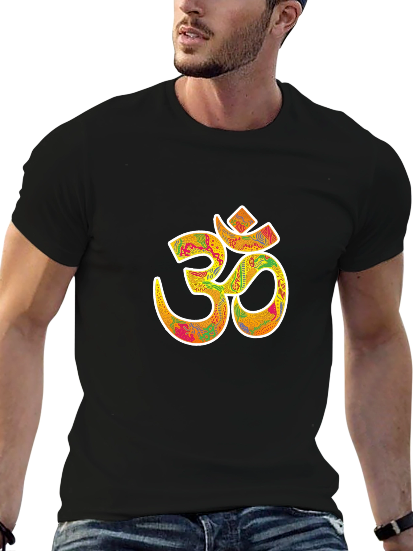 Om Symbol Graphic Tee - Black Cotton Blend T-Shirt