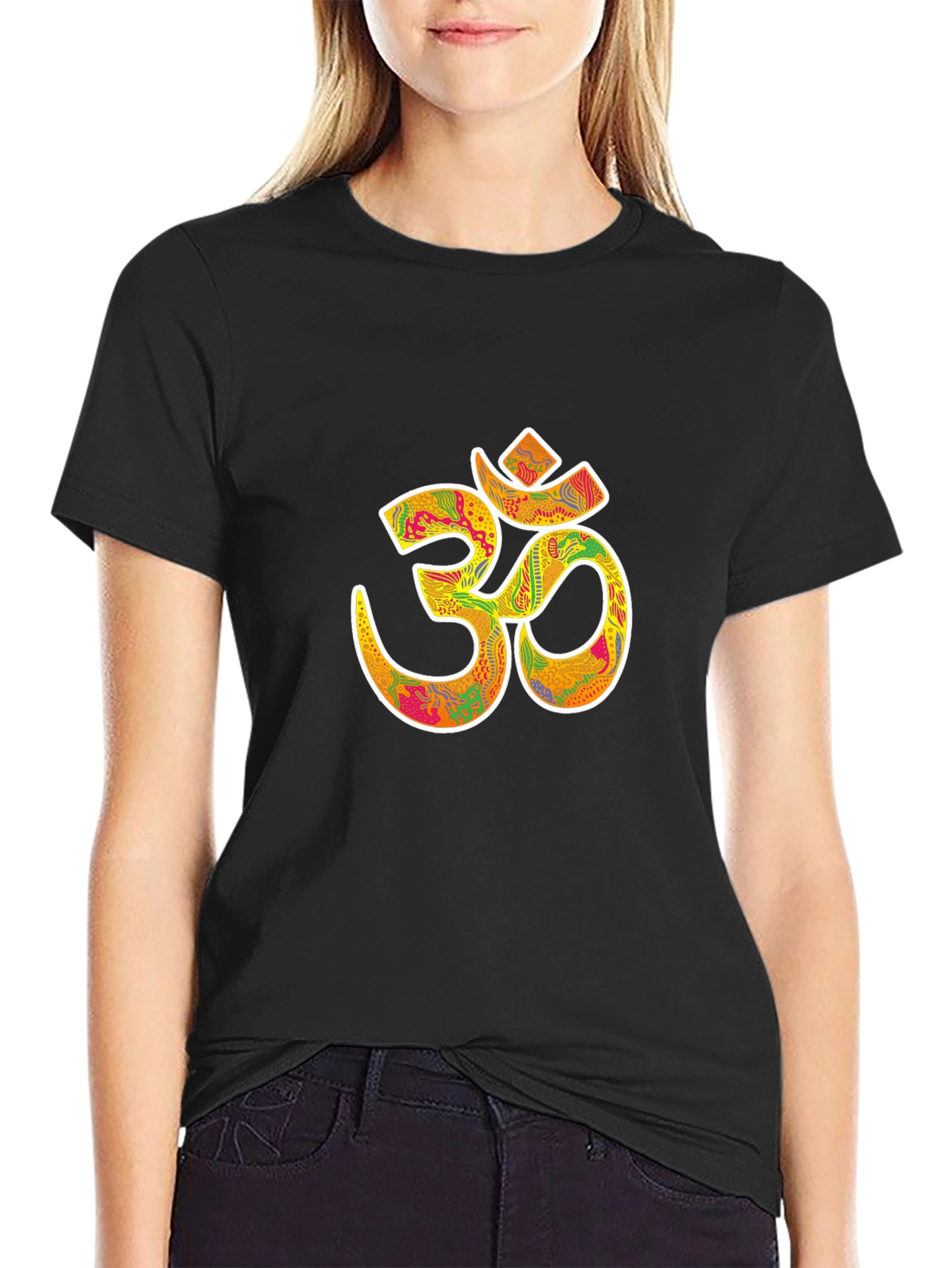 Om Symbol Graphic Tee - Black Cotton Blend T-Shirt