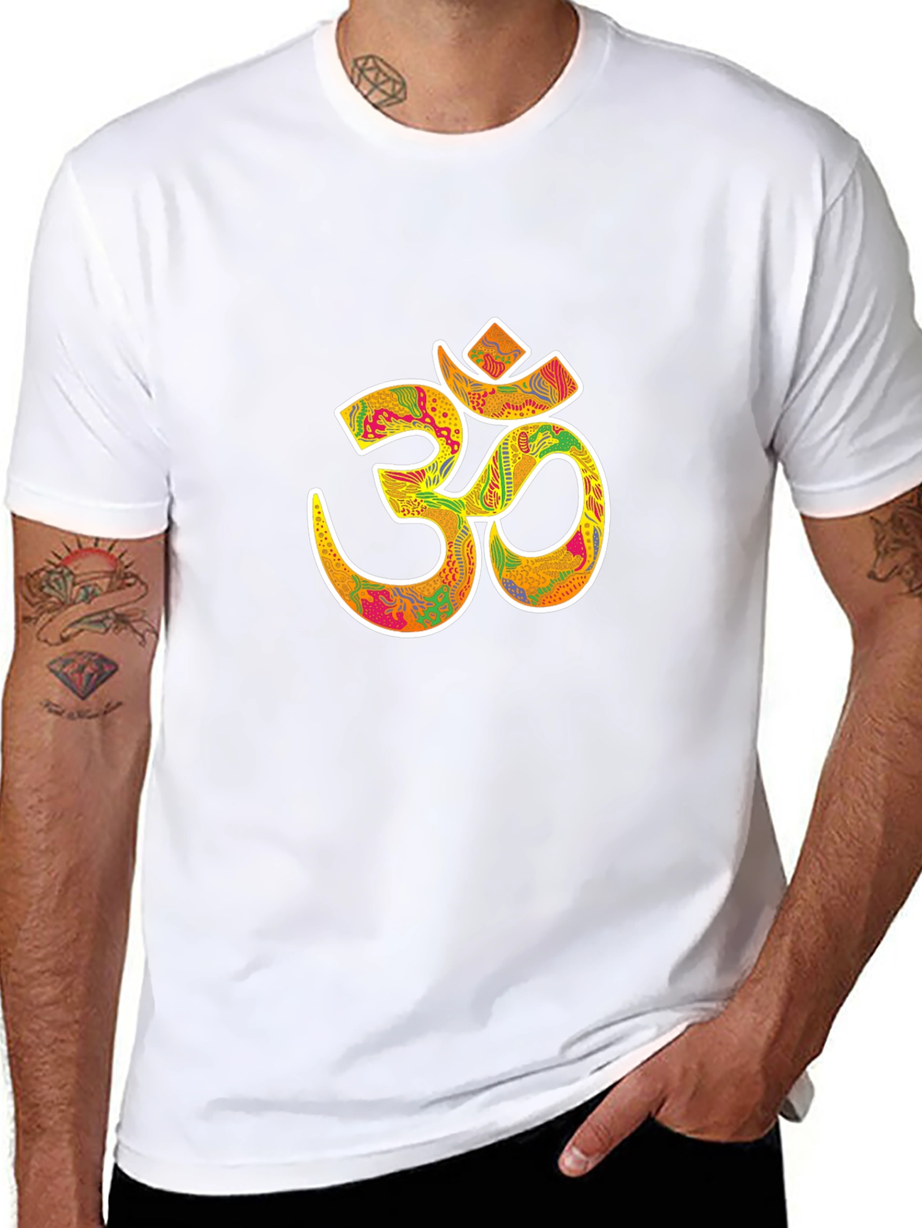 Om Symbol Graphic Tee - Black Cotton Blend T-Shirt